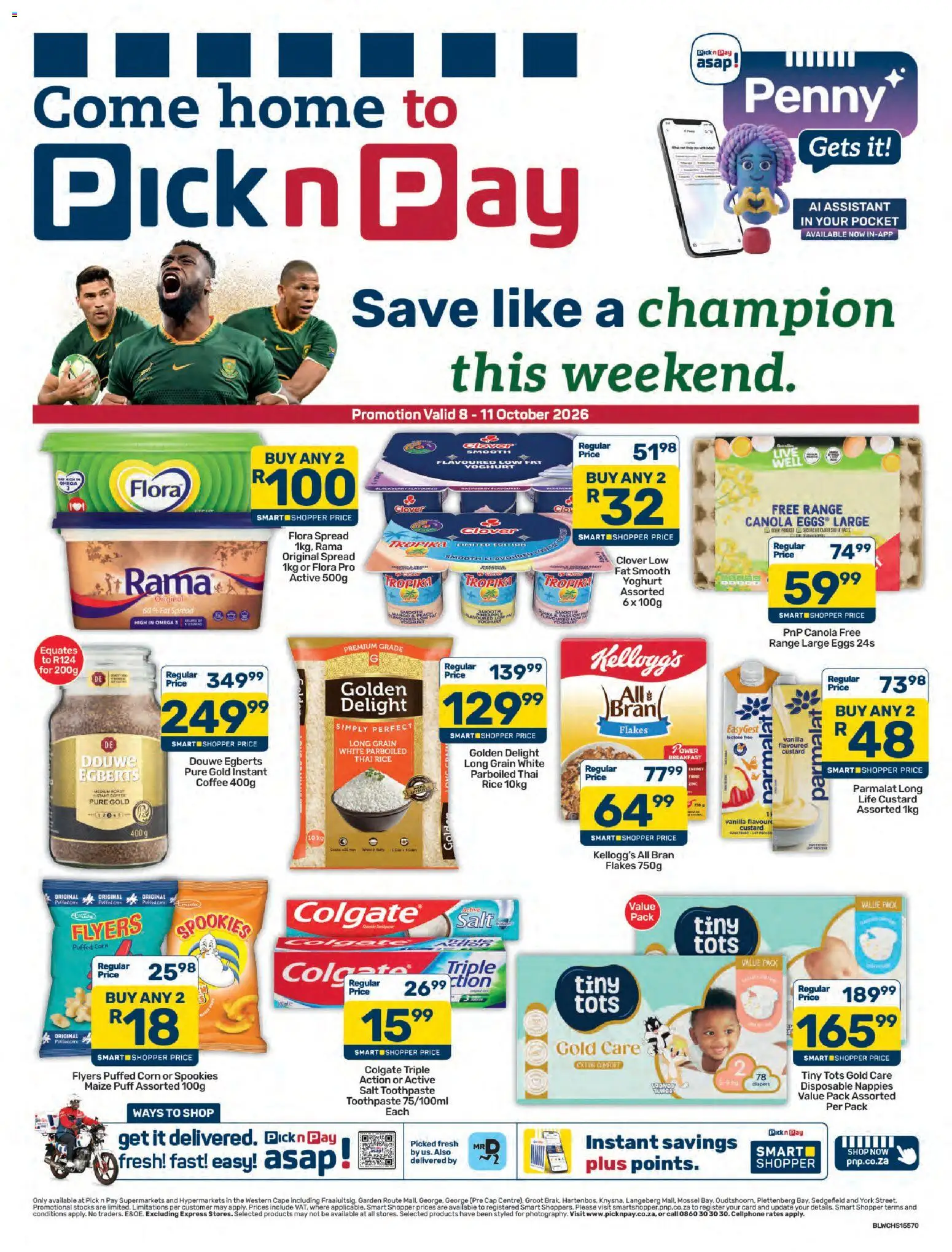 New Pick n Pay catalogue – valid from 08/10/2026 | Page: 1 | Products: Vanilla, Rice, Fat spread, Nappies