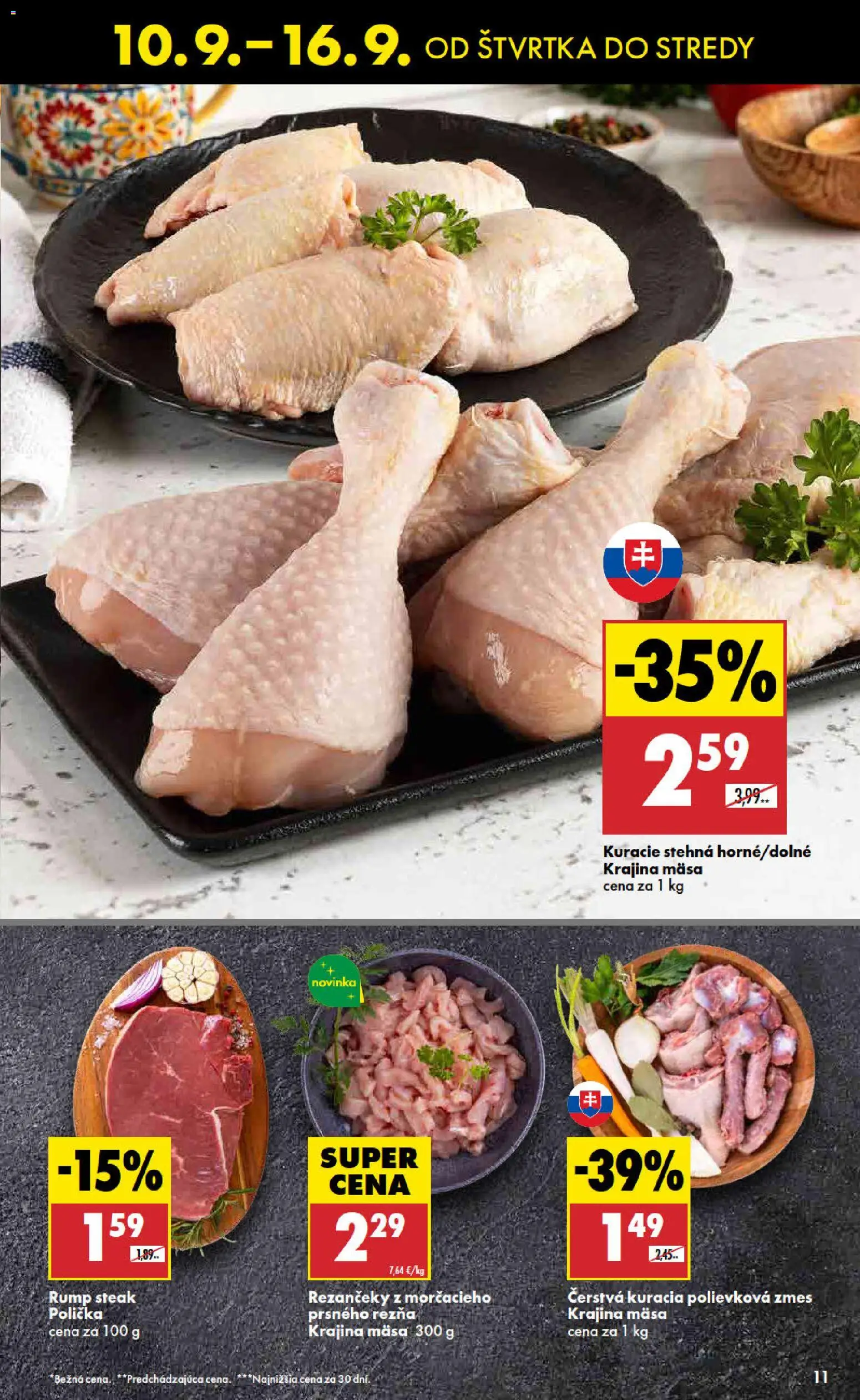 Nové Biedronka akcie – leták je platný od 10.09.2026 | Strana: 11 | Produkty: Rump steak, Kuracie stehná, Steak, Stehná