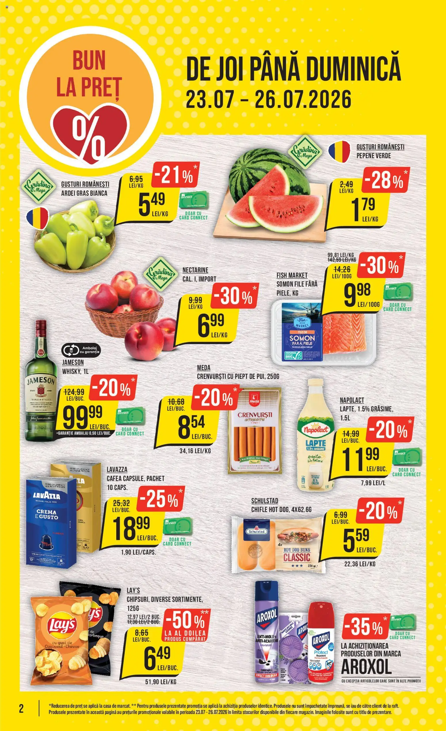 Noul catalog Mega Image – valabil de la 23.07.2026 | Pagină: 2 | Produse: Nectarine, Raft, Crenvurști, Lapte