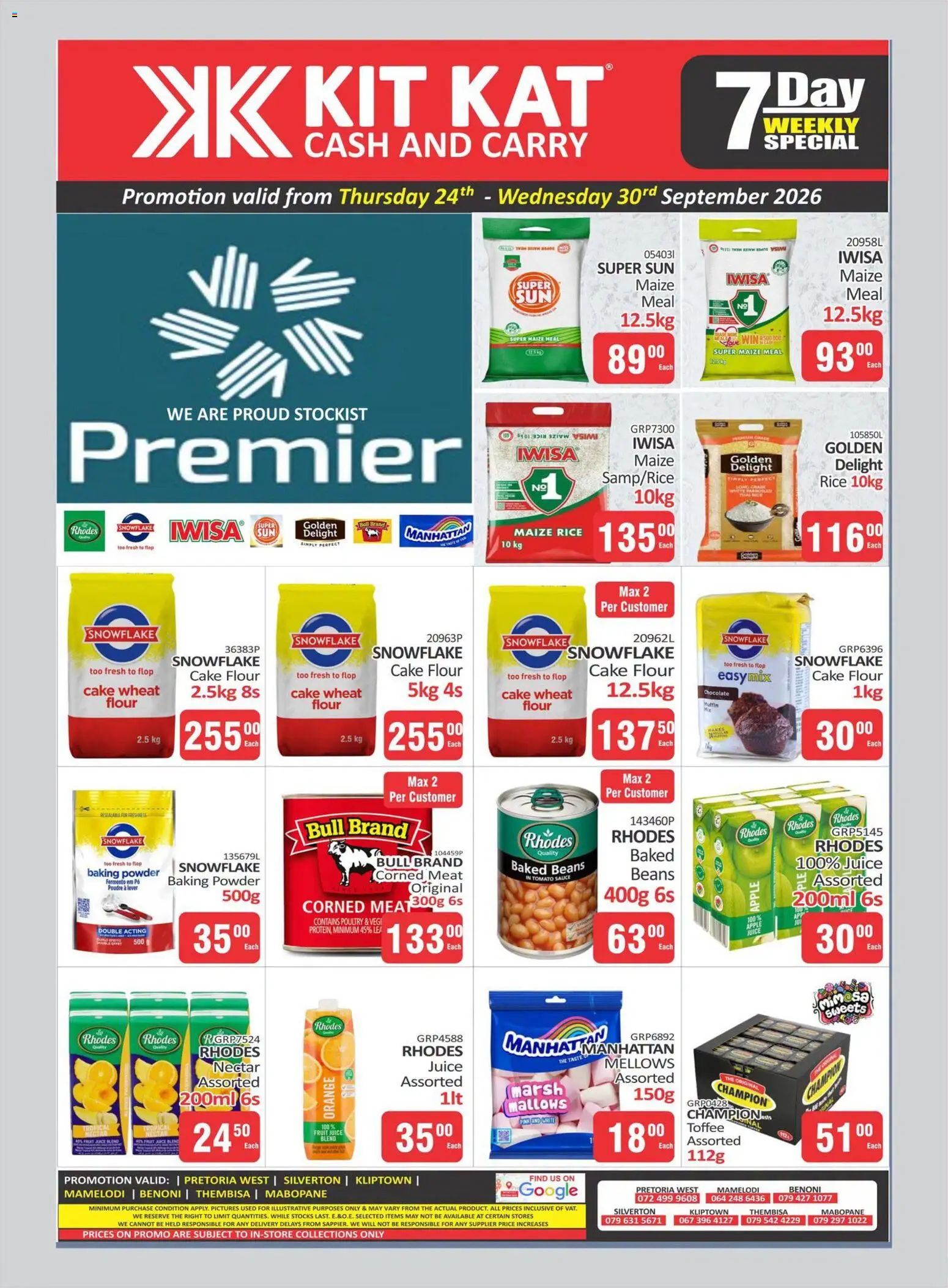 New KIT KAT Cash & Carry catalogue – valid from 24/09/2026 | Page: 4 | Products: Corned meat, Beans, Maize meal, Rice