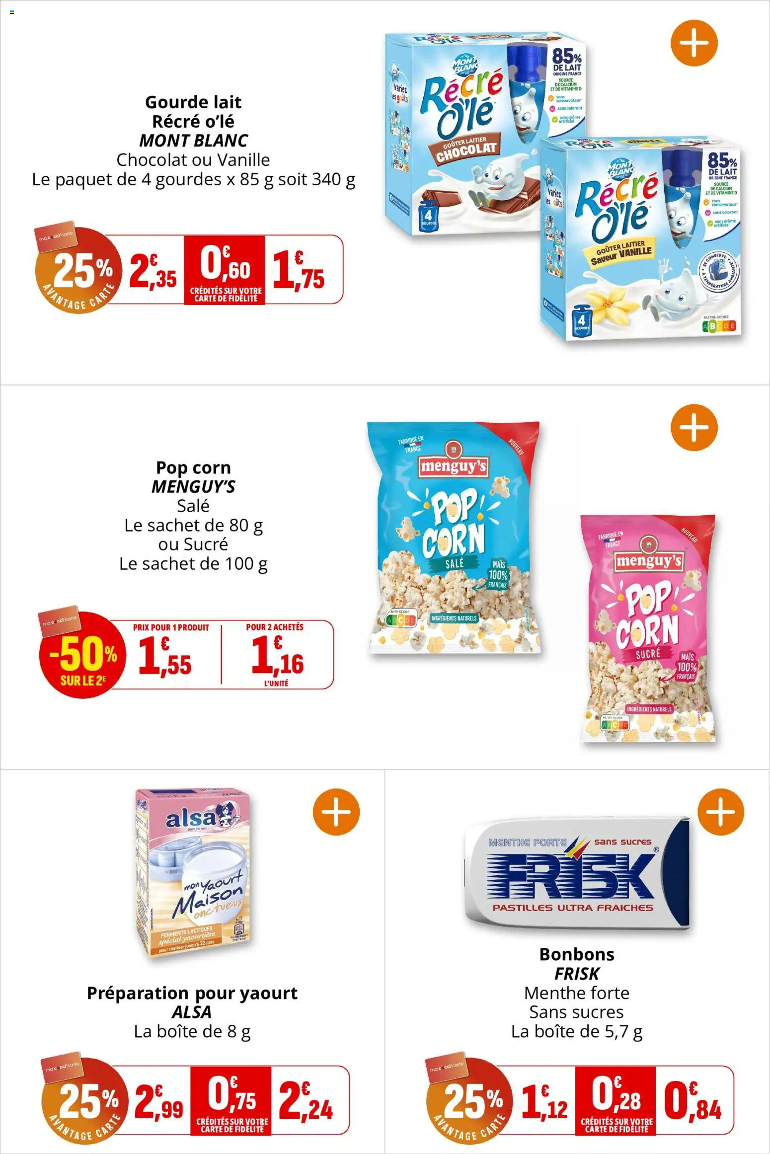 {H1} | Page: 25 | Produits: Vanille, Mais, Yaourt, Chocolat