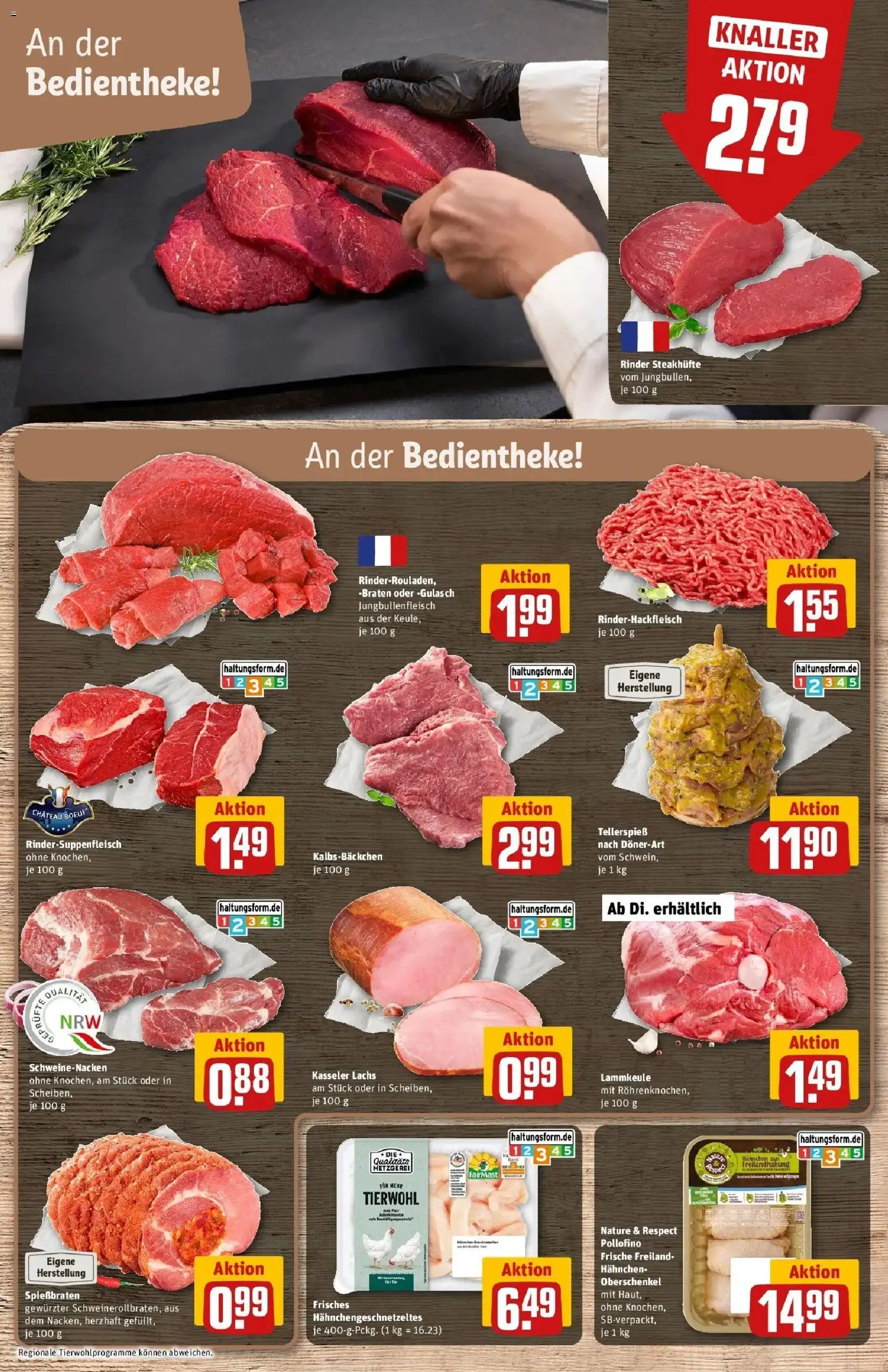 REWE Prospekt ab 26.10.2026 zum Blättern » Angebote | Seite: 8 | Produkte: Lammkeule, Hahnchen, Lachs, Gulasch
