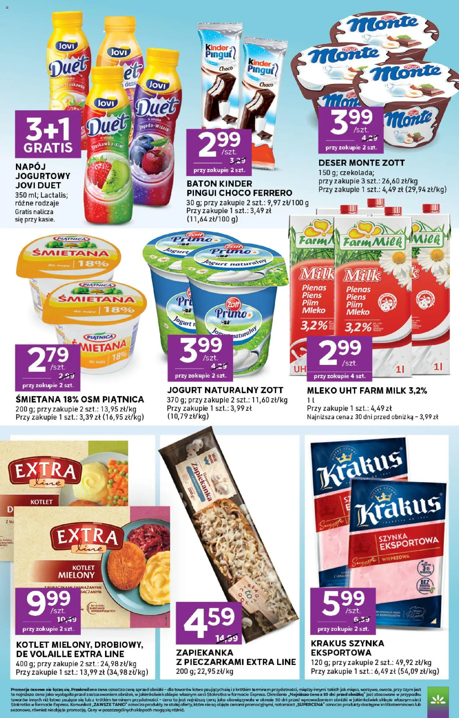 Stokrotka gazetka - Express od 01.10.2026 | Strona: 4 | Produkty: Stokrotka, Zapiekanka, Mleko UHT, Śmietana