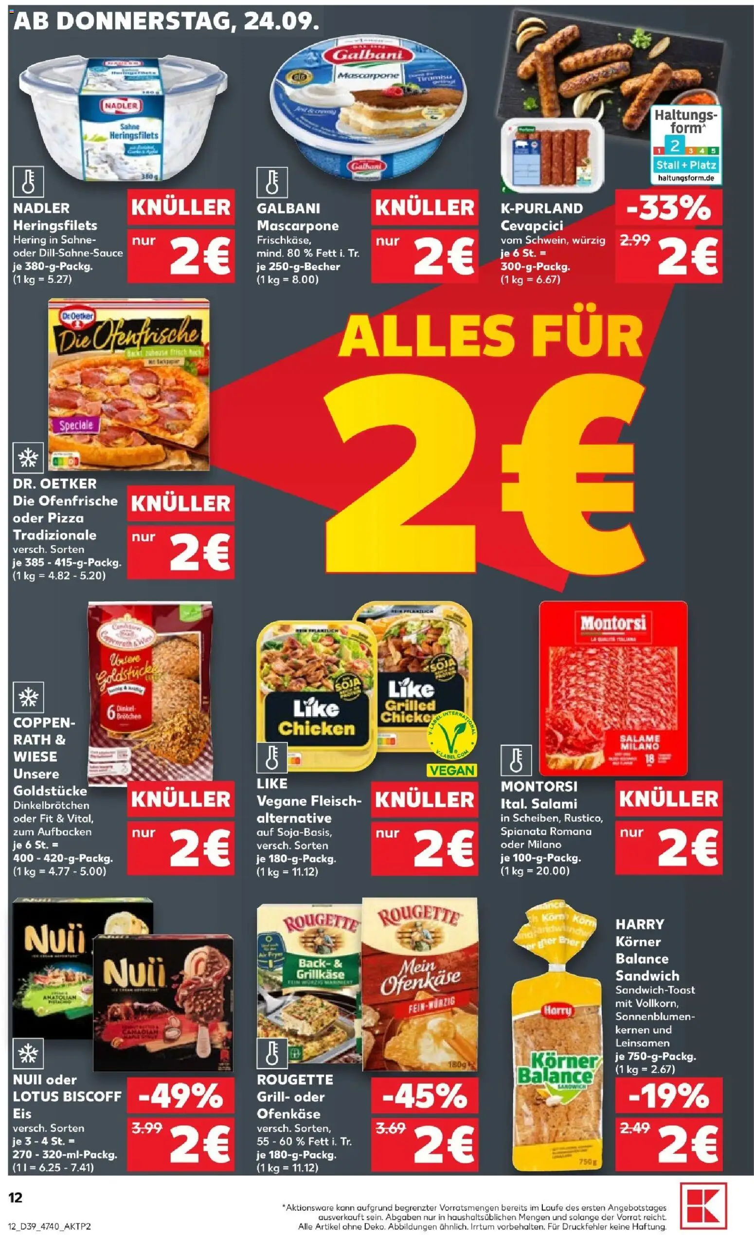Kaufland Prospekt Hannover – gültig ab 24.09.2026 | Seite: 12 | Produkte: Cevapcici, Ofenfrische, Salami, Pizza