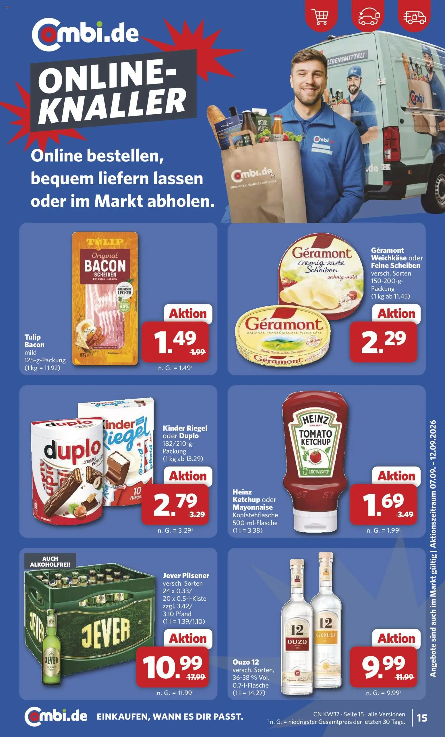 Combi Prospekt – gültig ab 07.09.2026 | Seite: 15 | Produkte: Geramont, Ouzo 12, Jever, Ketchup