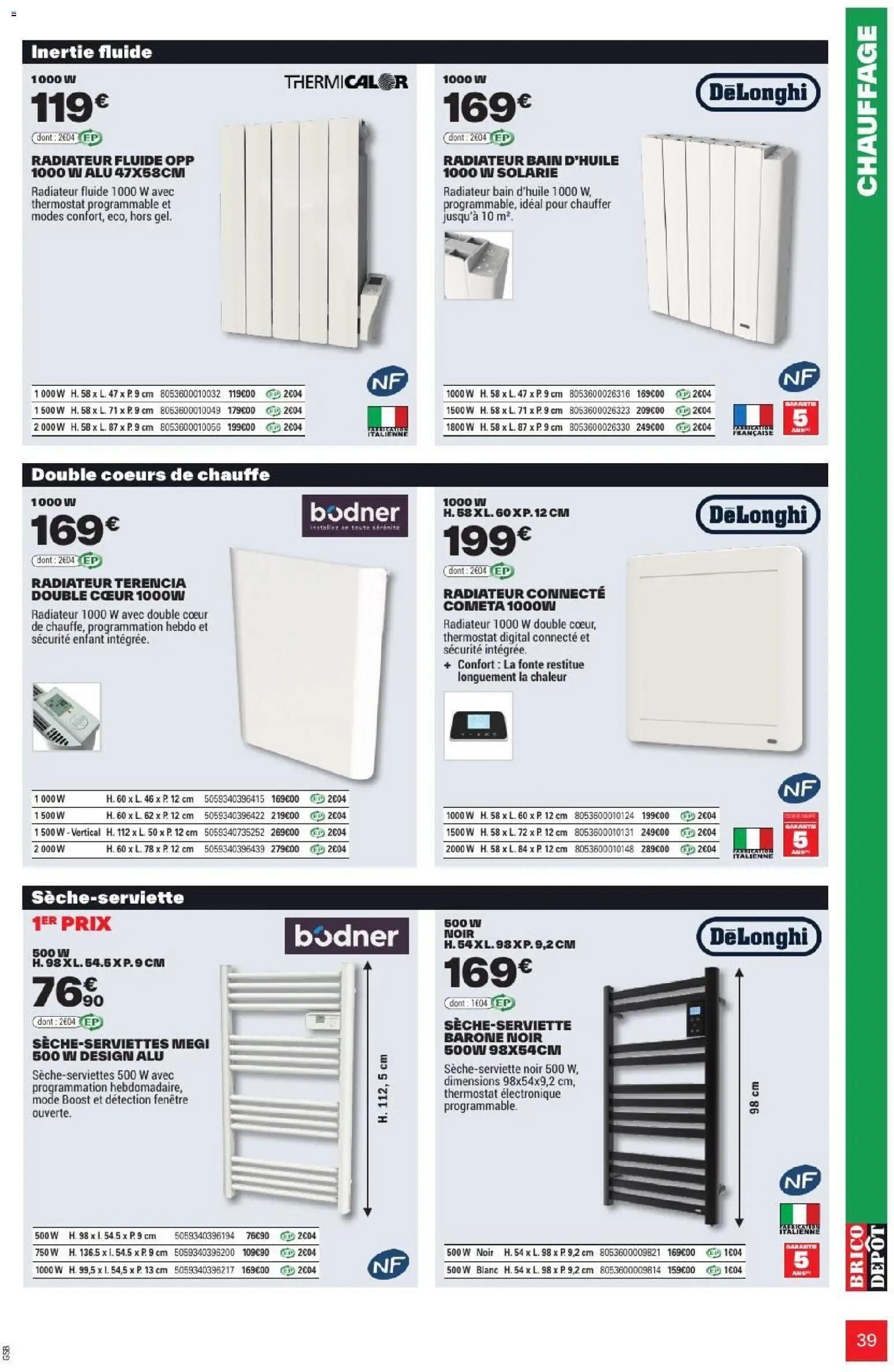 {H1} | Page: 39 | Produits: Delonghi, Radiateur