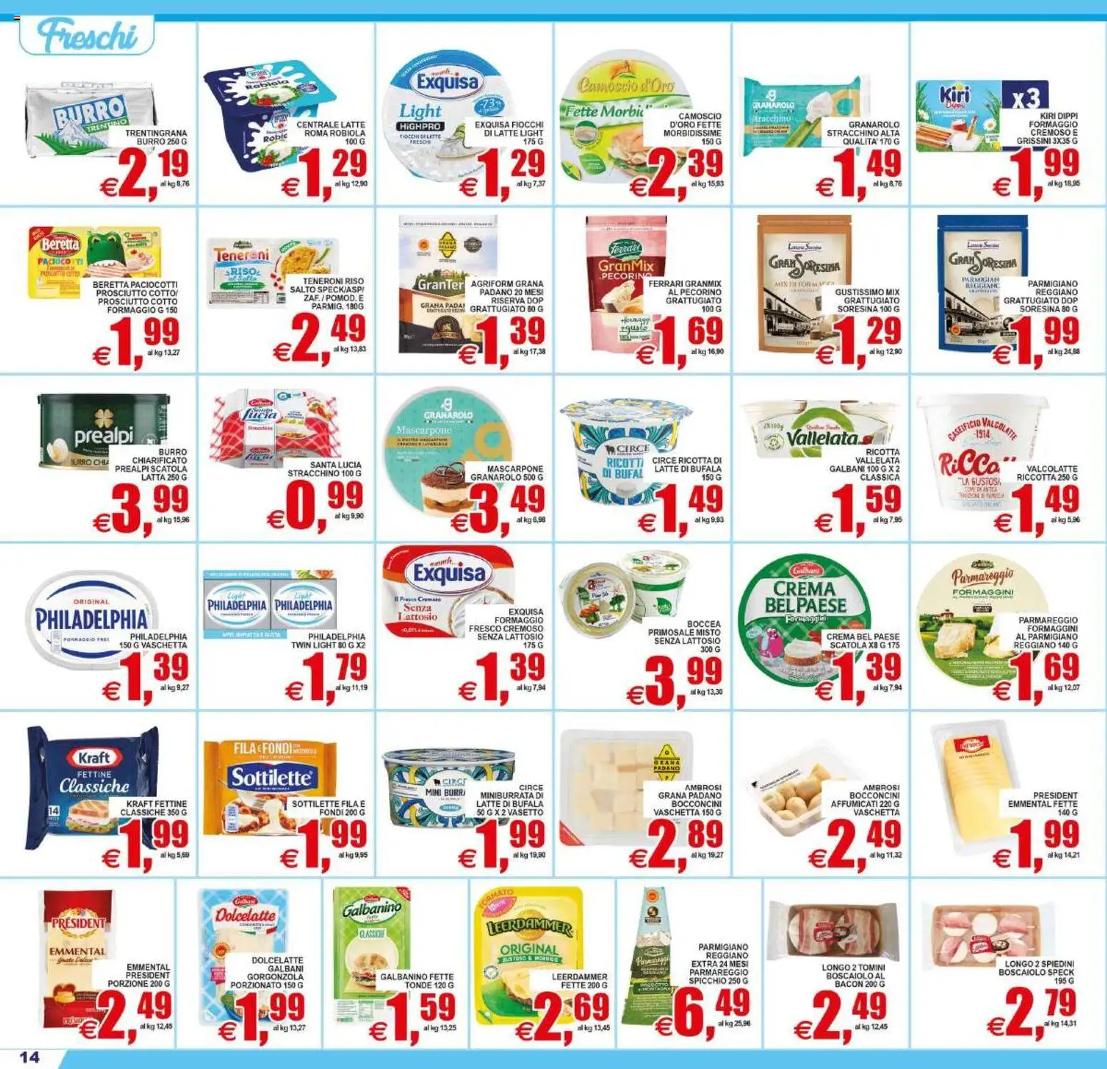 Volantino Pewex del 19/06/2026 | Pagina: 14 | Prodotti: Formaggio, Ricotta, Spiedini, Emmental