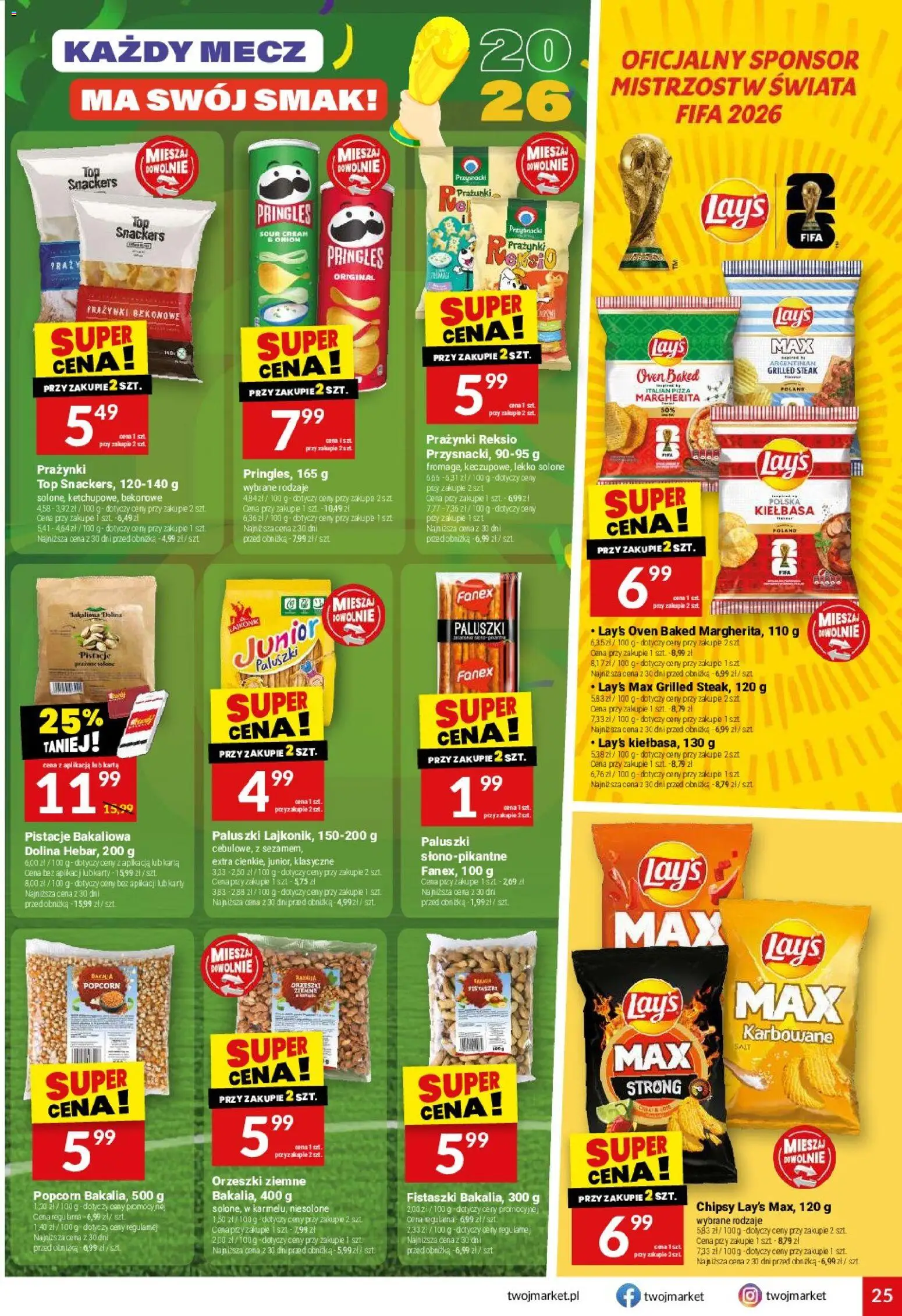 Twój Market gazetka od 17.06.2026 | Strona: 25 | Produkty: Top, Paluszki, Orzeszki ziemne, Pizza
