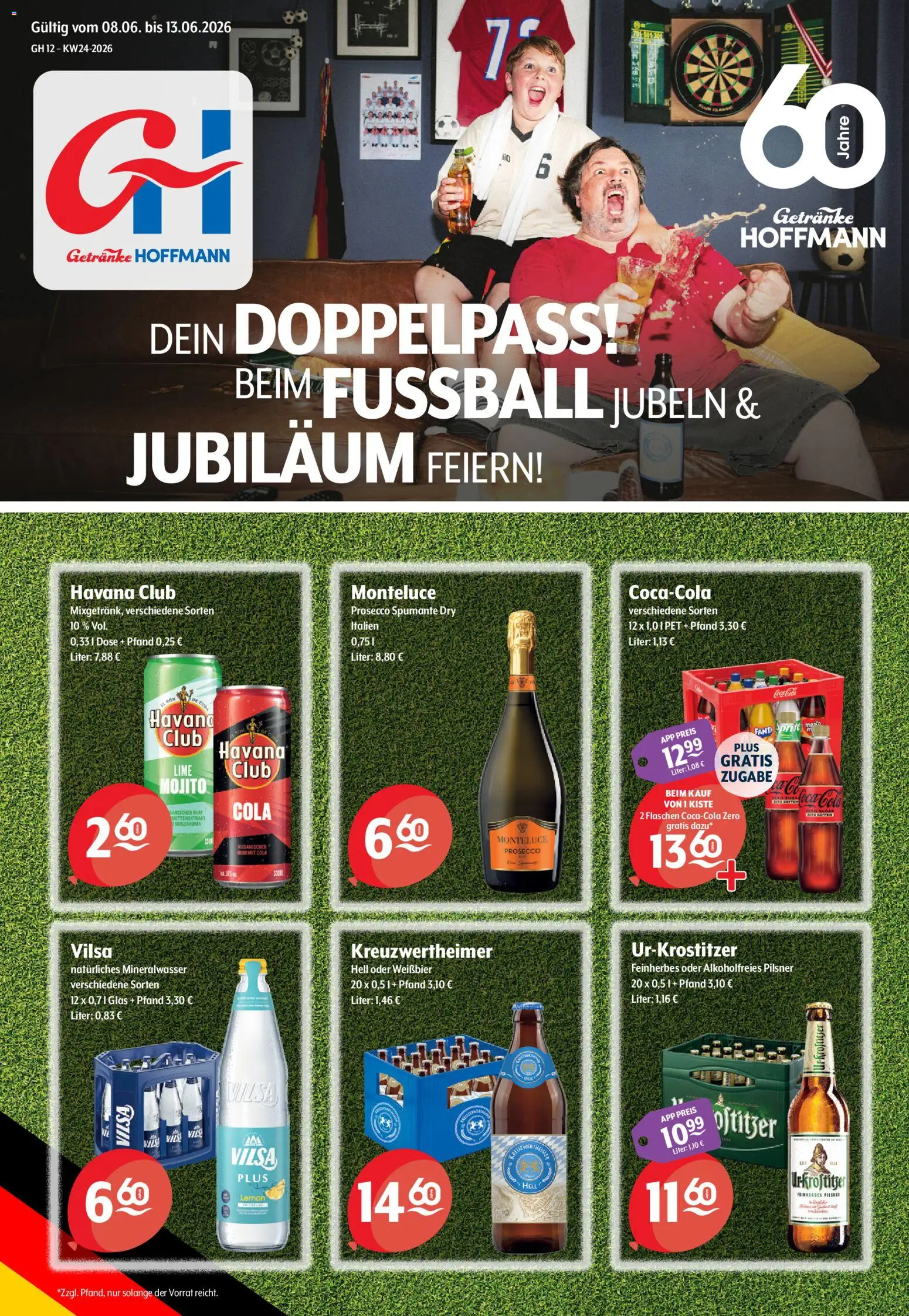 Getränke Hoffmann Brandenburg – gültig ab 08.06.2026 | Seite: 1 | Produkte: Rum, Mineralwasser, Fußball, Prosecco