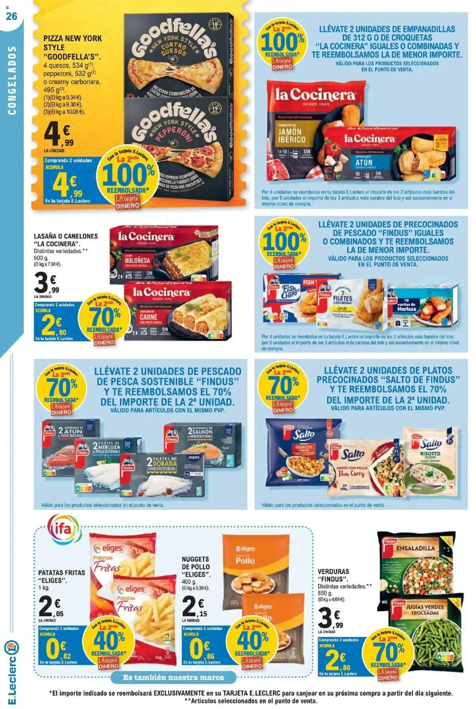 E.Leclerc Megames 1 │ válido desde el 23/09/2026 | Página: 26 | Productos: Jamón, Patatas fritas, Canelones, Nuggets