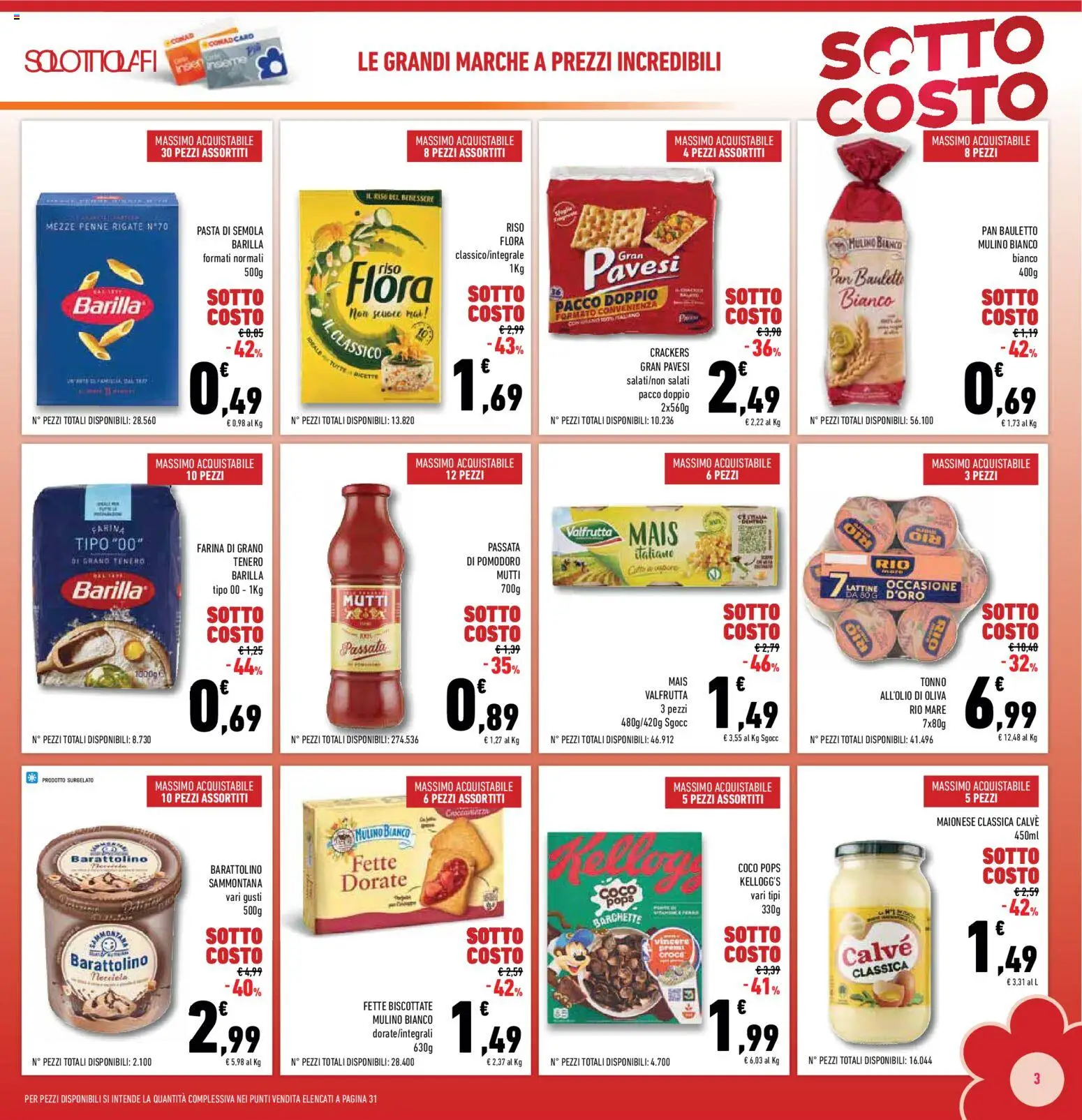 Volantino Conad del 04.06.2026 | Pagina: 3 | Prodotti: Maionese, Tonno, Mutti passata, Fette biscottate