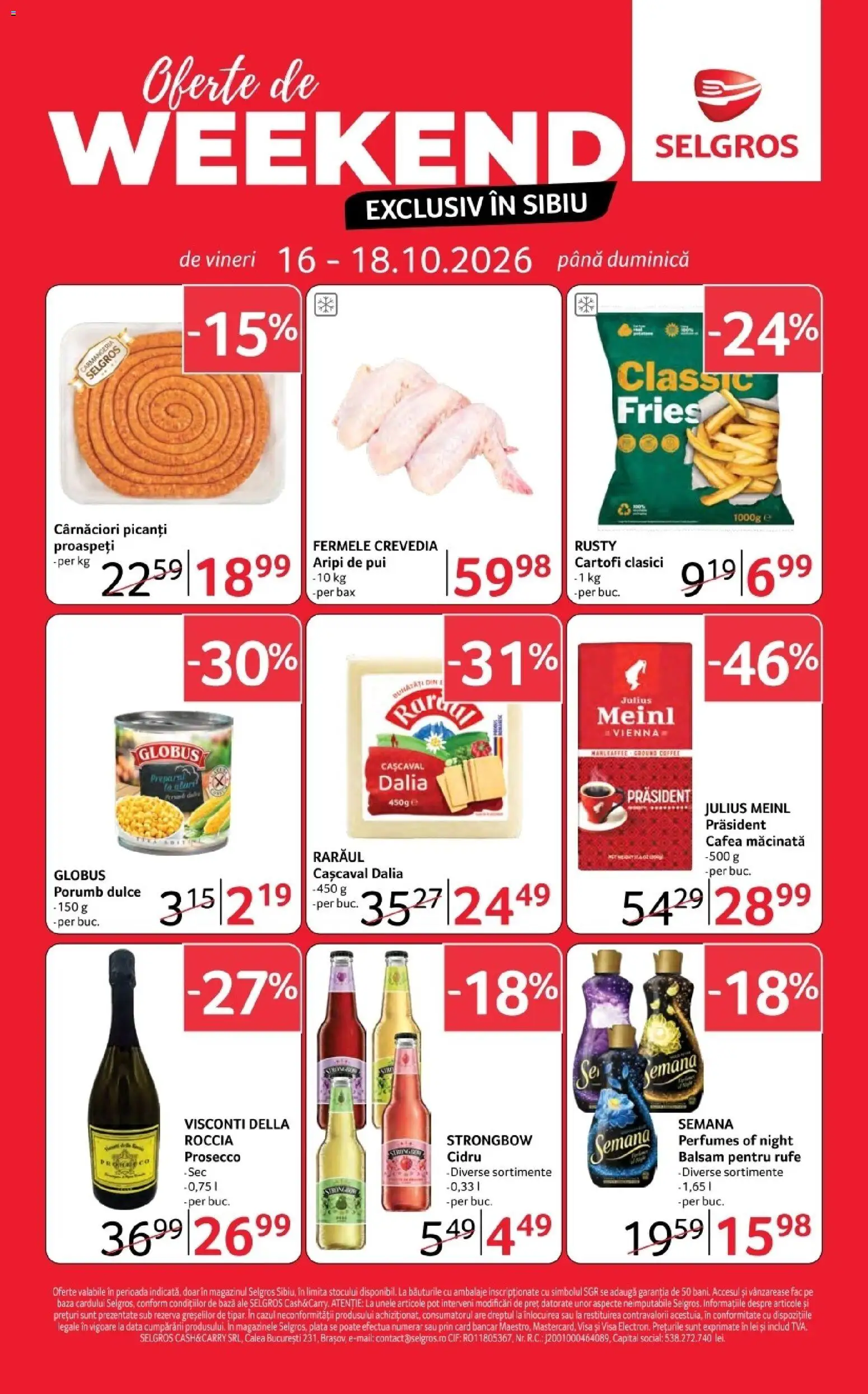 Noul catalog Selgros – valabil de la 16.10.2026 | Pagină: 1 | Produse: Cif, Cafea macinata, Cașcaval, Porumb