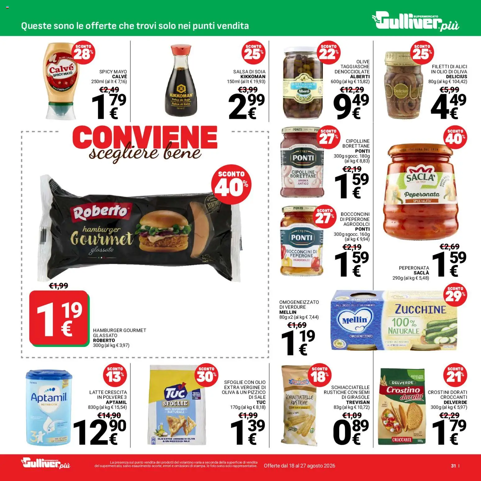 Volantino Gulliver del 18/08/2026 | Pagina: 31 | Prodotti: Sale, Zucchine, Alici, Cipolline