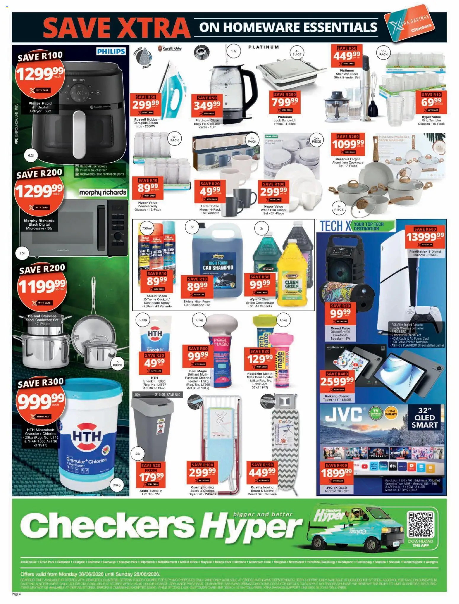 New Checkers catalogue – valid from 08.06.2026 | Page: 4 | Products: Tablet, Iron, Wine, Shampoo