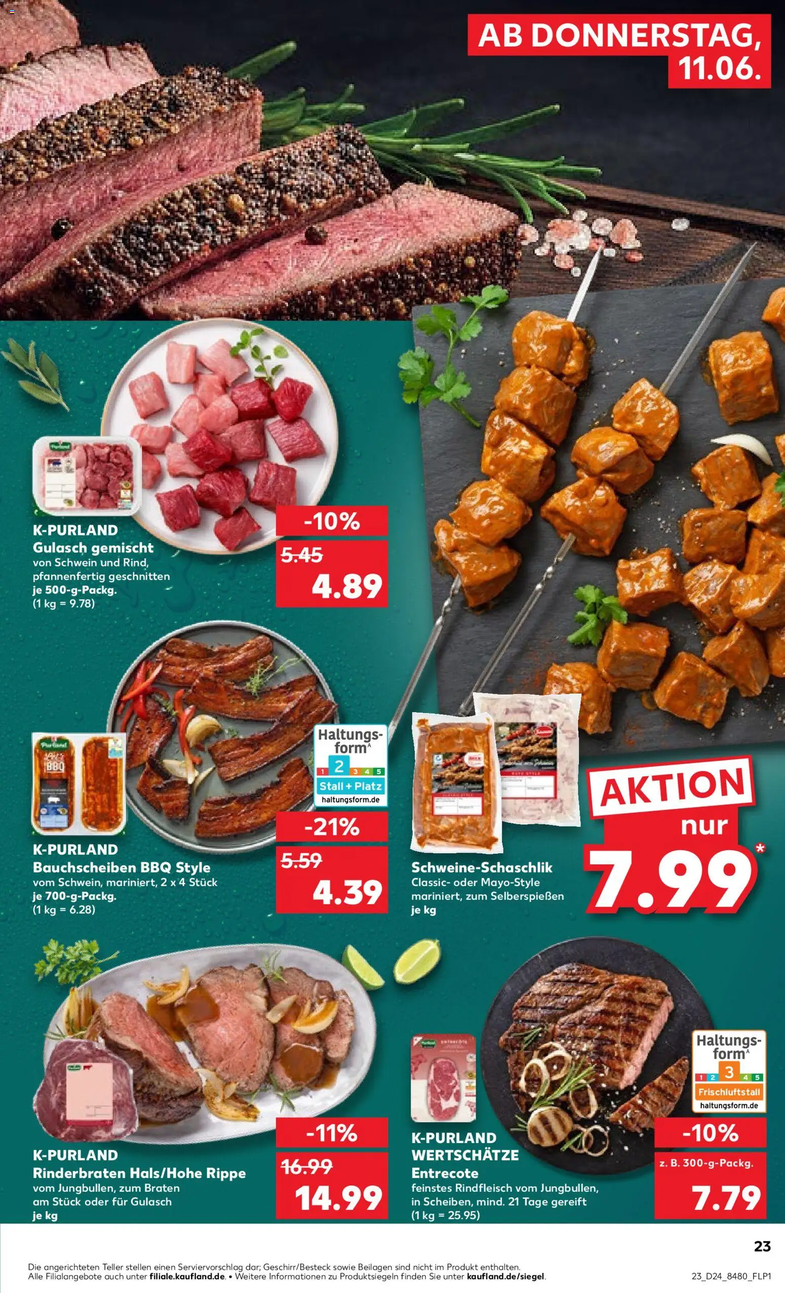 Kaufland Prospekt Speyer – gültig ab 11.06.2026 | Seite: 23 | Produkte: Rinderbraten, Entrecote, Rindfleisch, Steak