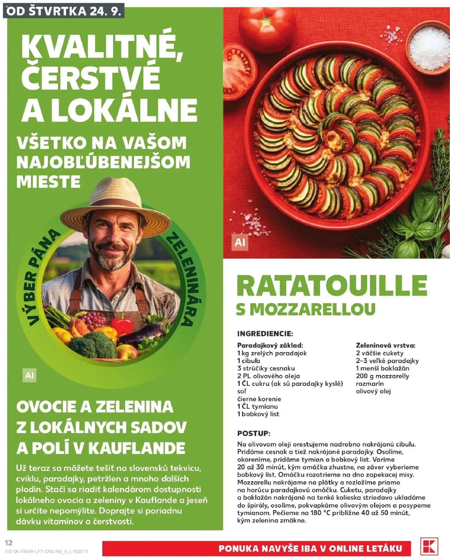 Nové Kaufland akcie – leták je platný od 24.09.2026 | Strana: 12 | Produkty: Olivový olej, Korenie, Baklažán, Ovocie
