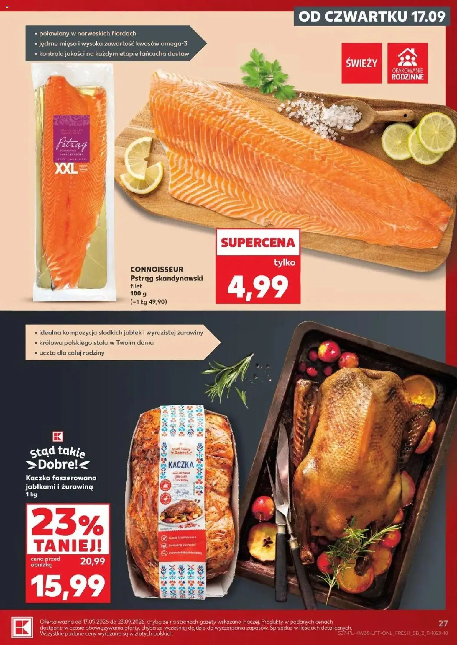 Kaufland gazetka od 17.09.2026 - od jutra PDF | Strona: 27 | Produkty: Mięso, Pstrąg, Żurawina, Filet