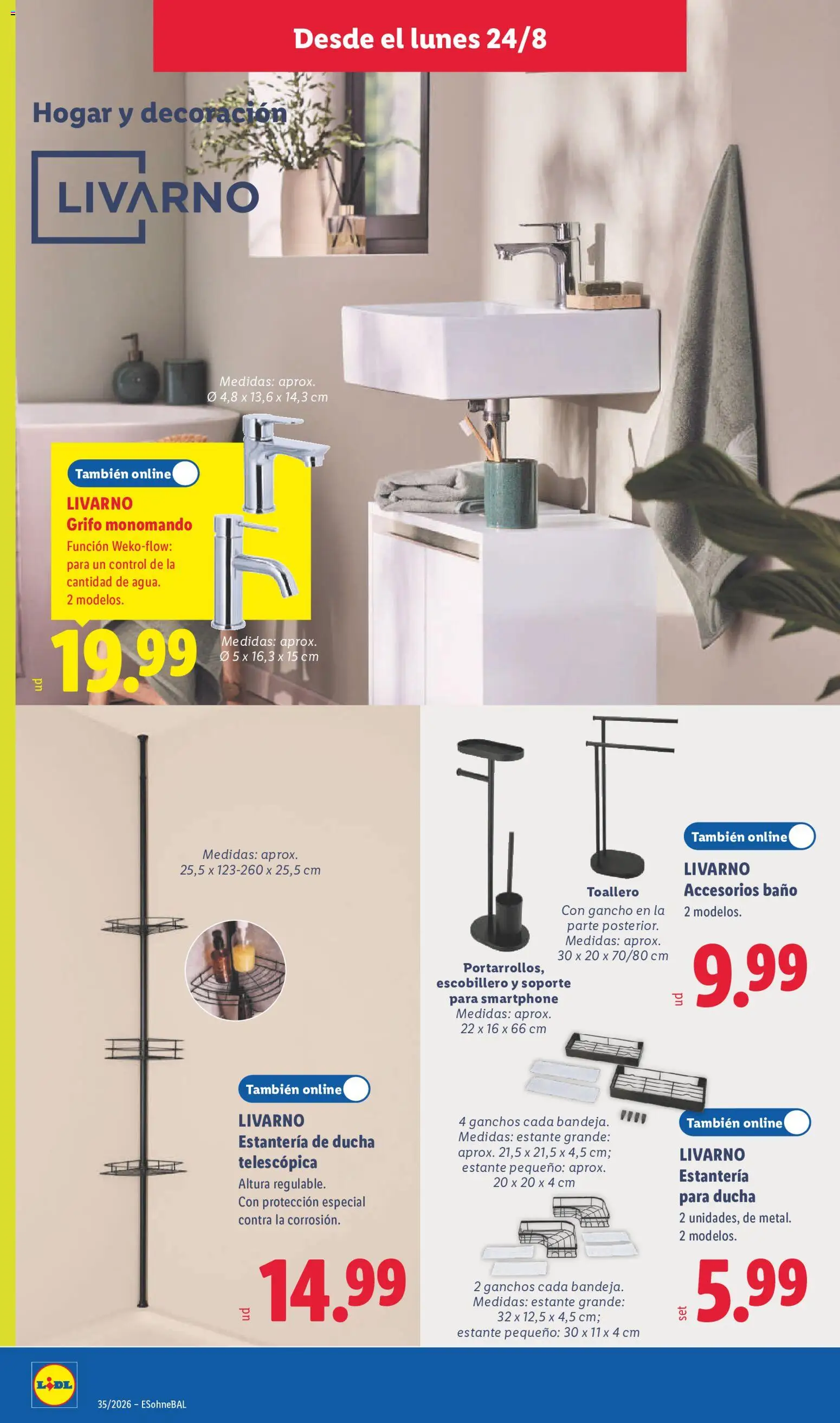 Lidl folleto de bazar │ válido desde el 24/08/2026 | Página: 16 | Productos: Estantería, Toallero, Decoración, Estante