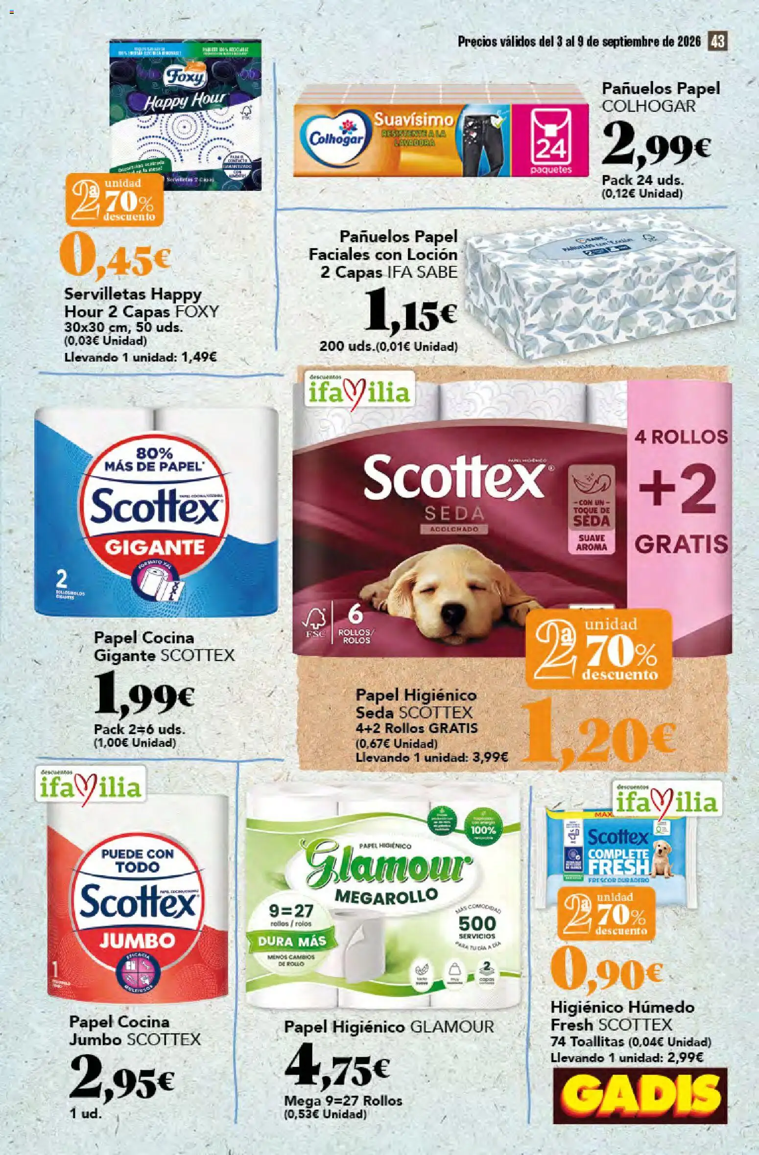 Gadis folleto │ válido desde el 03/09/2026 | Página: 43 | Productos: Papel higienico, Cocina