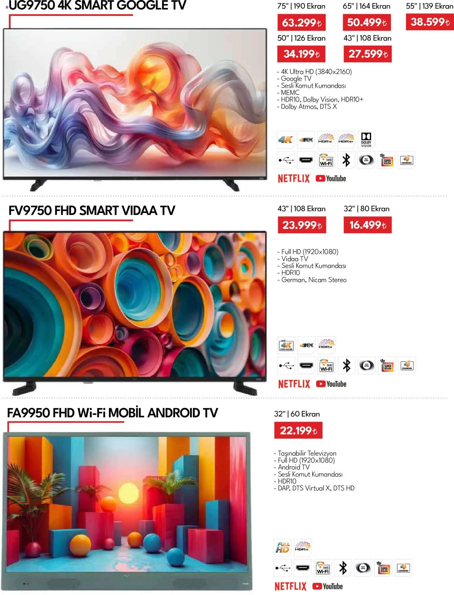 Vestel - Tüketici Elektroniği - 01.06.2026 tarihinden itibaren geçerlidir | Sayfa: 16 | Ürünler: TV, Televizyon, Uydu