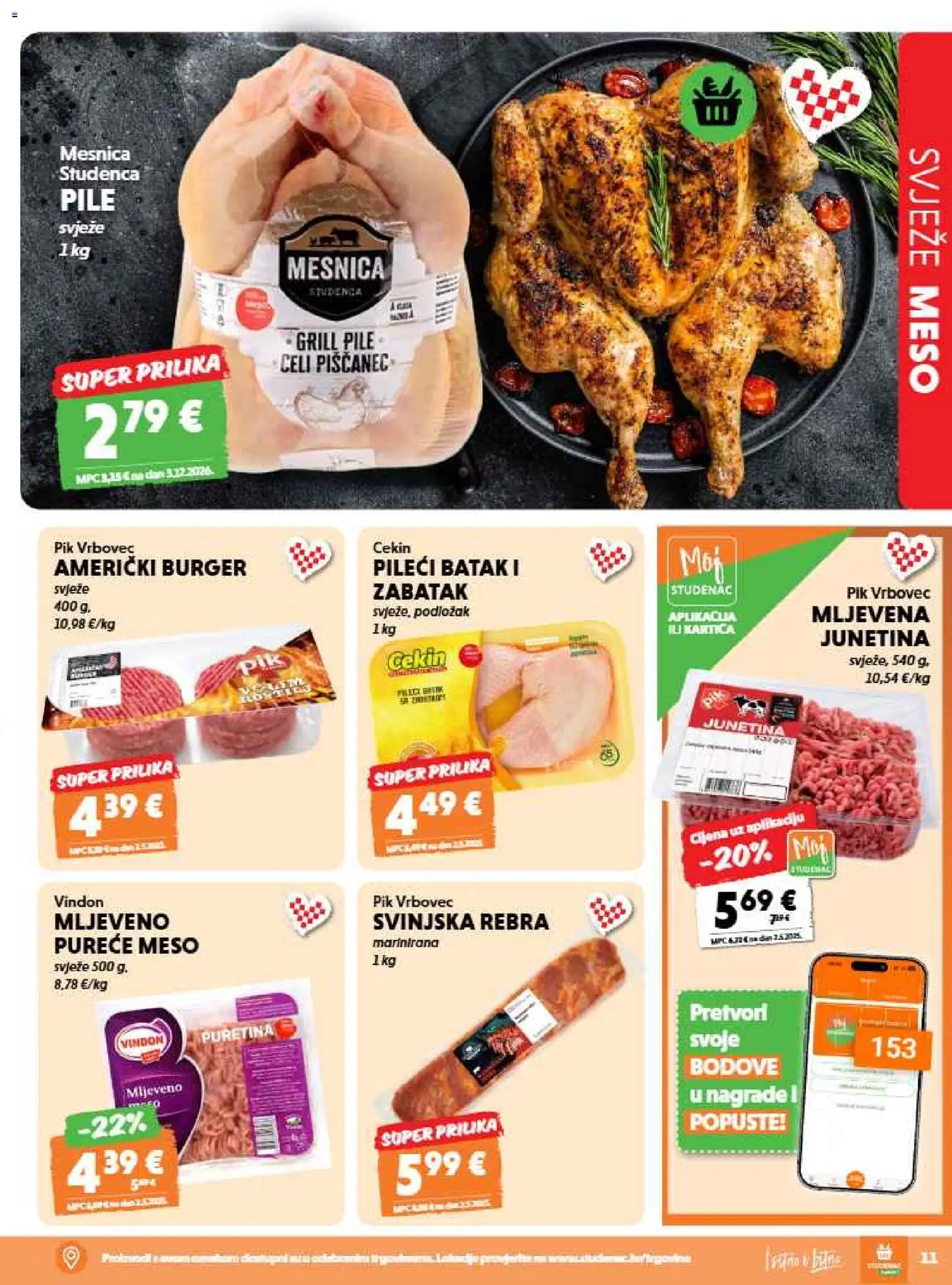 Studenac katalog | vrijedi od 20.05.2026 | Stranica: 11 | Proizvodi: Puretina, Meso, Junetina, Pik Vrbovec