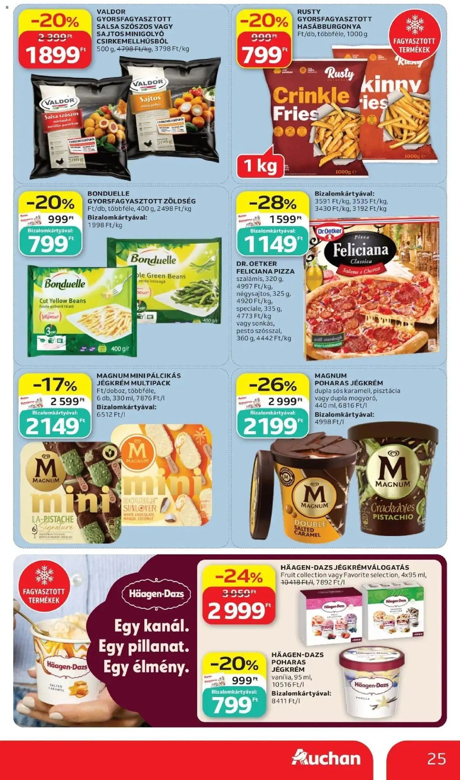 Auchan akciós ujság - amely érvényes a következő dátumtól: 2026.07.02. | Oldal: 25 | Termékek: Zöldség, Hasábburgonya, Jégkrém, Mangó