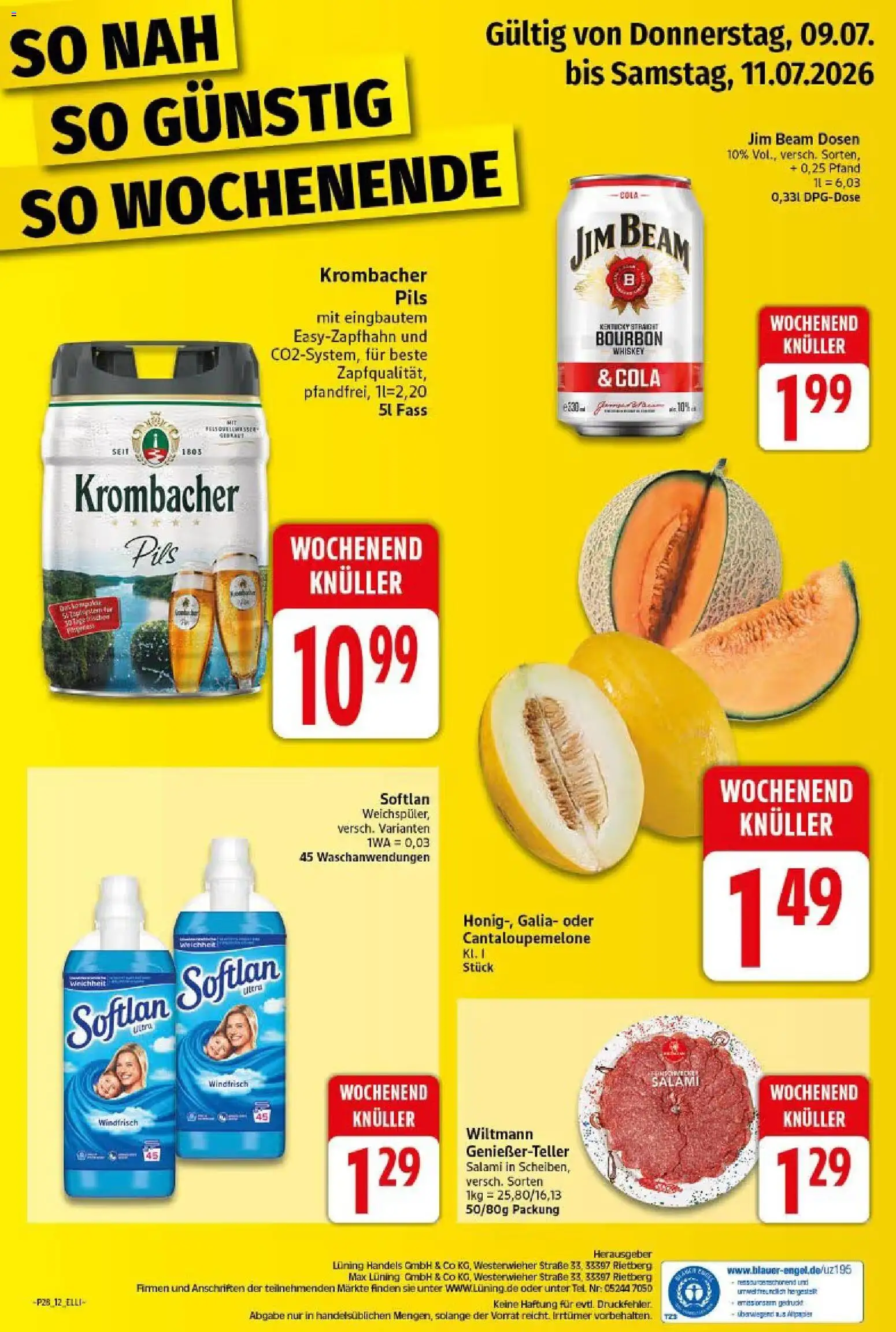 Elli Markt Prospekt Langenberg – gültig ab 06.07.2026 | Seite: 12 | Produkte: Jim beam, Krombacher, Bourbon, Whiskey