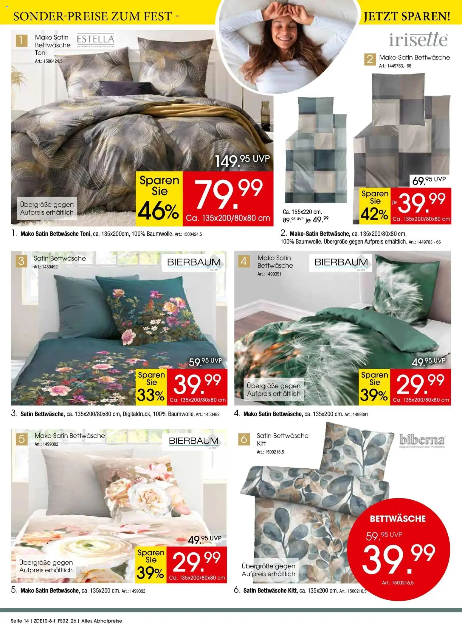 Zurbrüggen Sonder-Preise zum Fest – gültig ab 10.10.2026 | Seite: 14 | Produkte: Bettwäsche