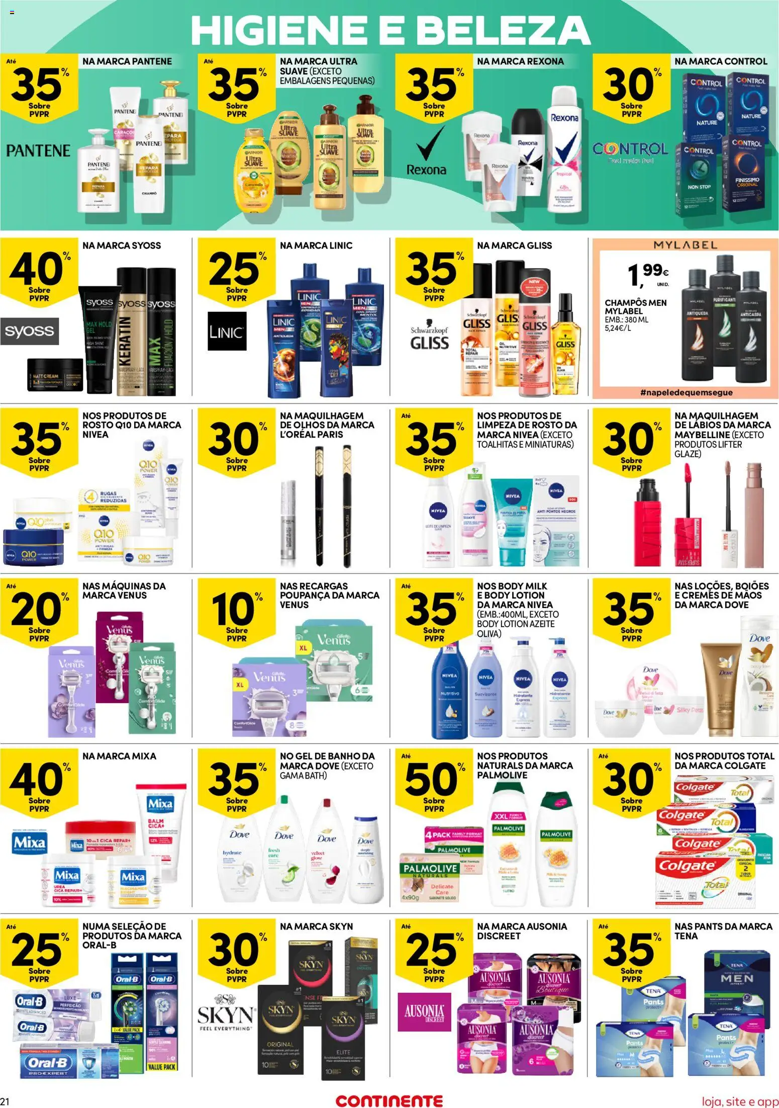 Continente folheto Bom Dia │ válido de 20/10/2026 | Página: 21 | Produtos: Azeite, Maquilhagem, Sabonete, Banho