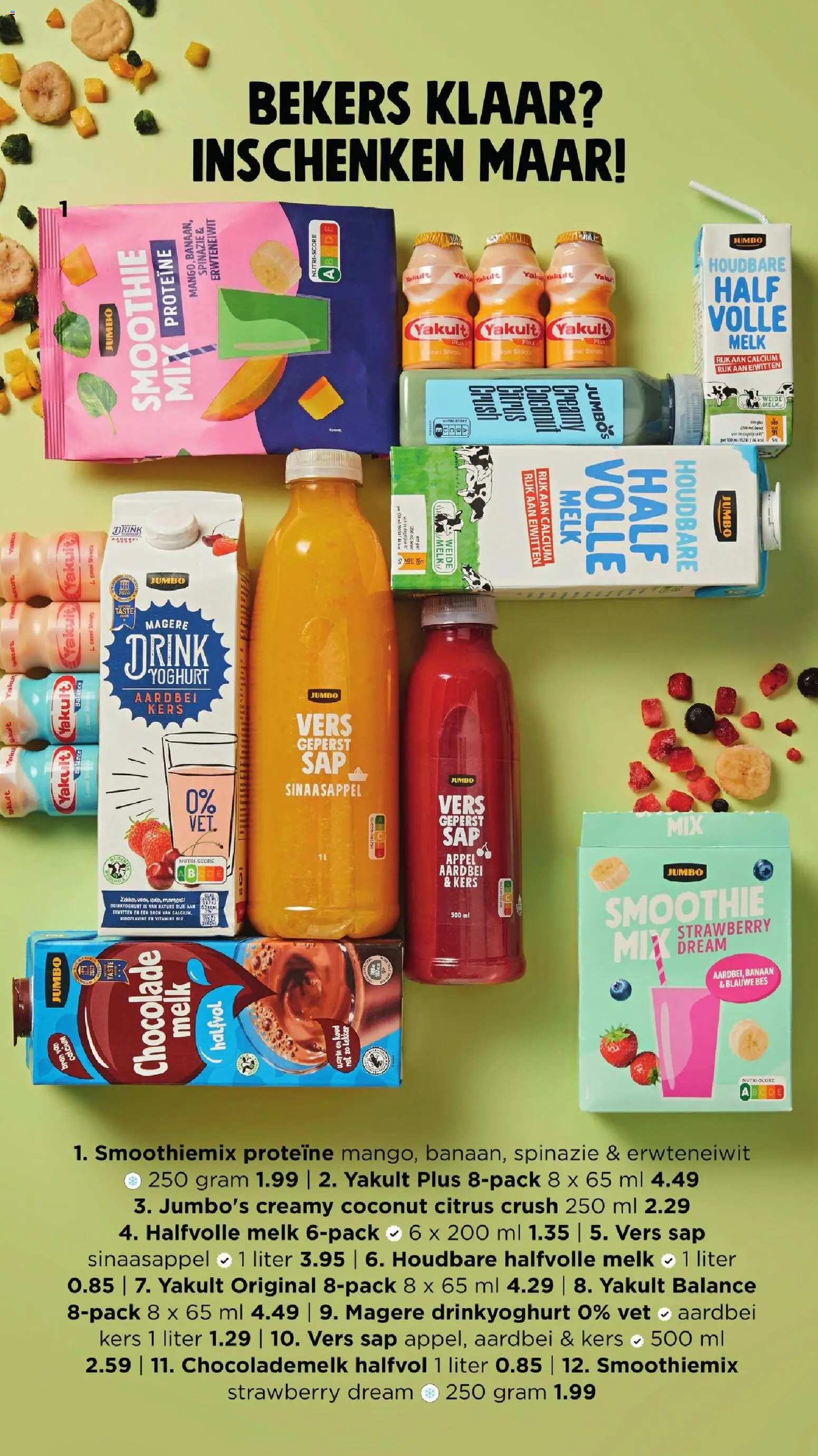 {H1} | Pagina: 10 | Producten: Proteïne, Spinazie, Chocolade, Vers sap