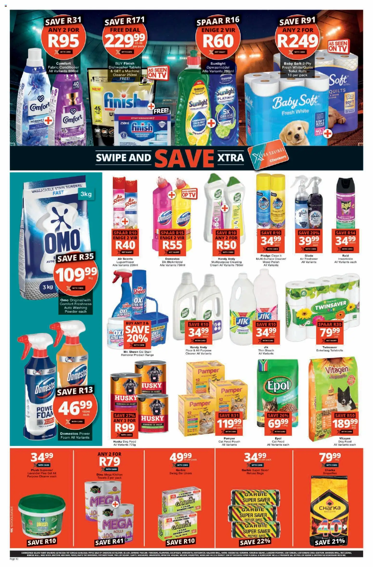 New Checkers catalogue – valid from 22/06/2026 | Page: 10 | Products: Dishwasher, Air freshener, Conditioner, Cream