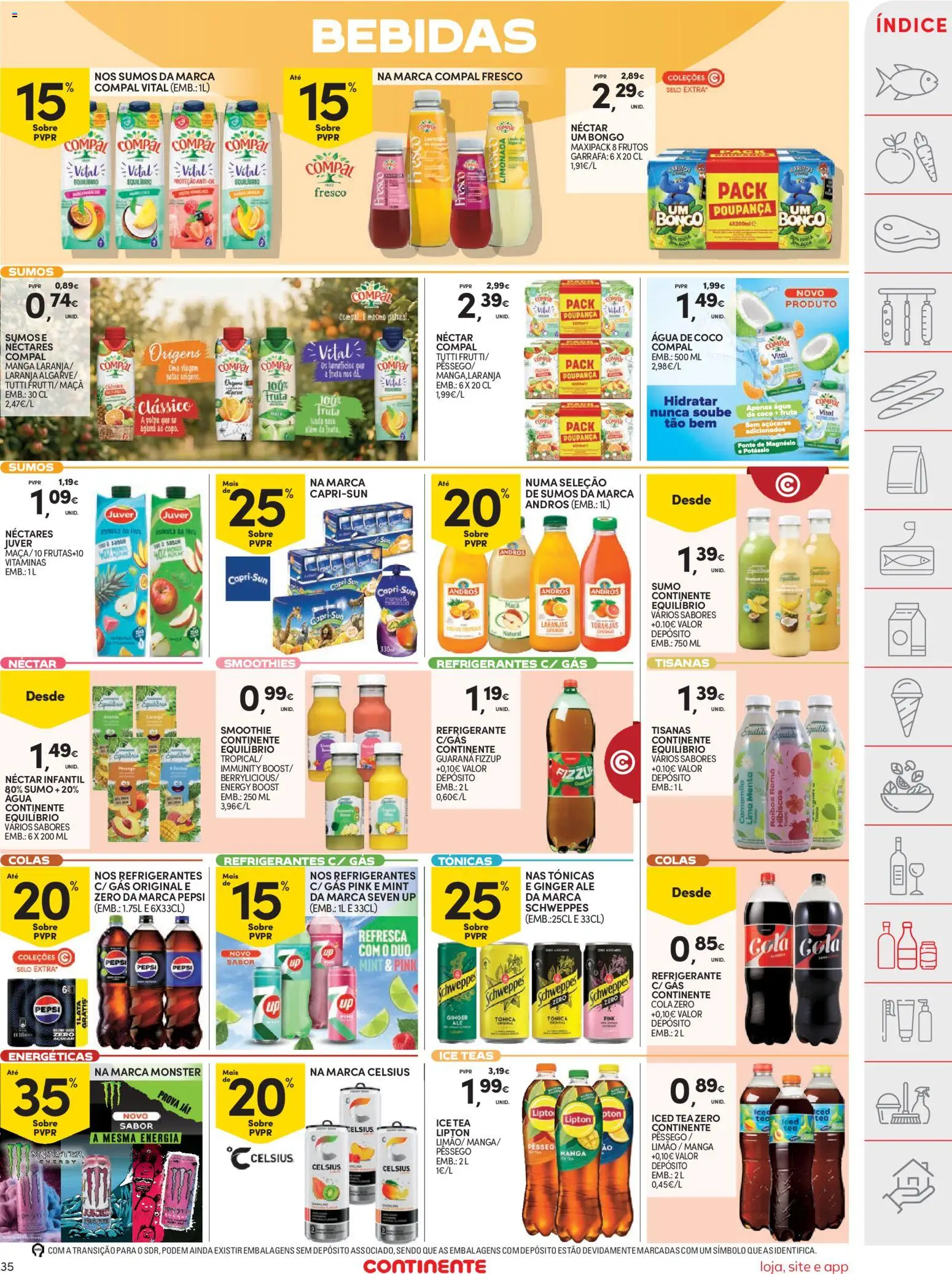 Continente folheto │ válido de 18/08/2026 | Página: 35 | Produtos: Pepsi, Bebidas, Limonada, Coco