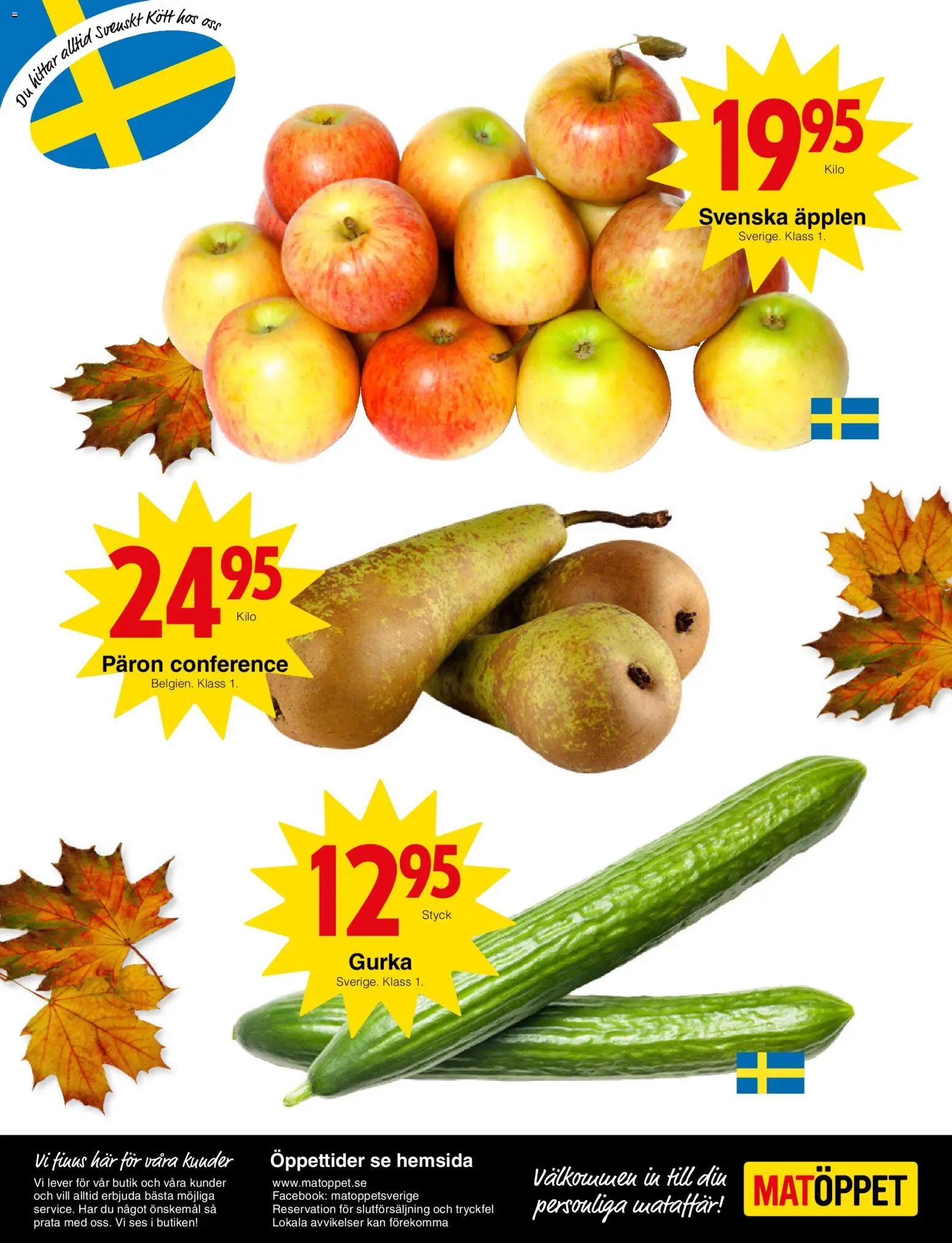 Matöppet reklamblad aktuell från 19/10/2026 | Sida: 5 | Produkter: Päron, Äpplen, Lever, Gurka