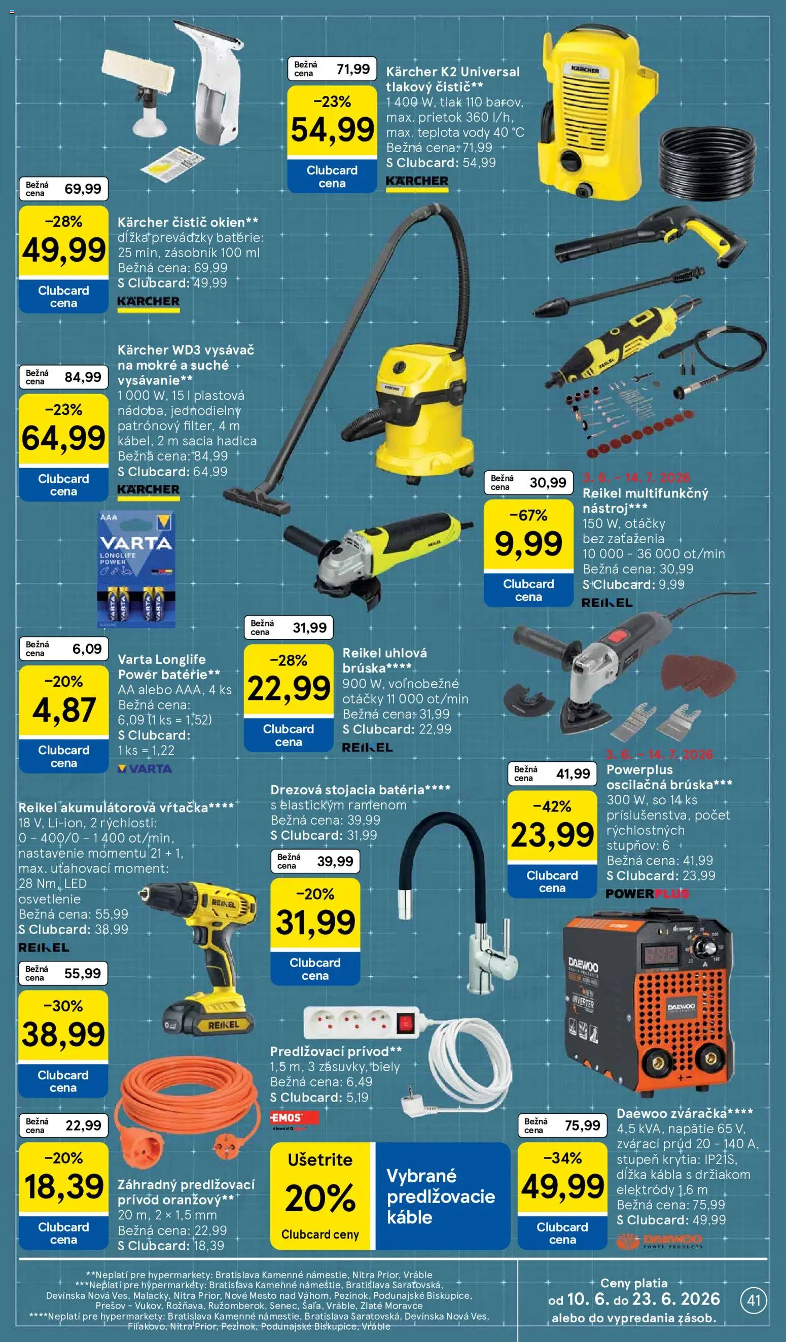 Nové Tesco akcie – leták je platný od 10.06.2026 | Strana: 41 | Produkty: Led osvetlenie, Osvetlenie, Zváračka, Čistič okien
