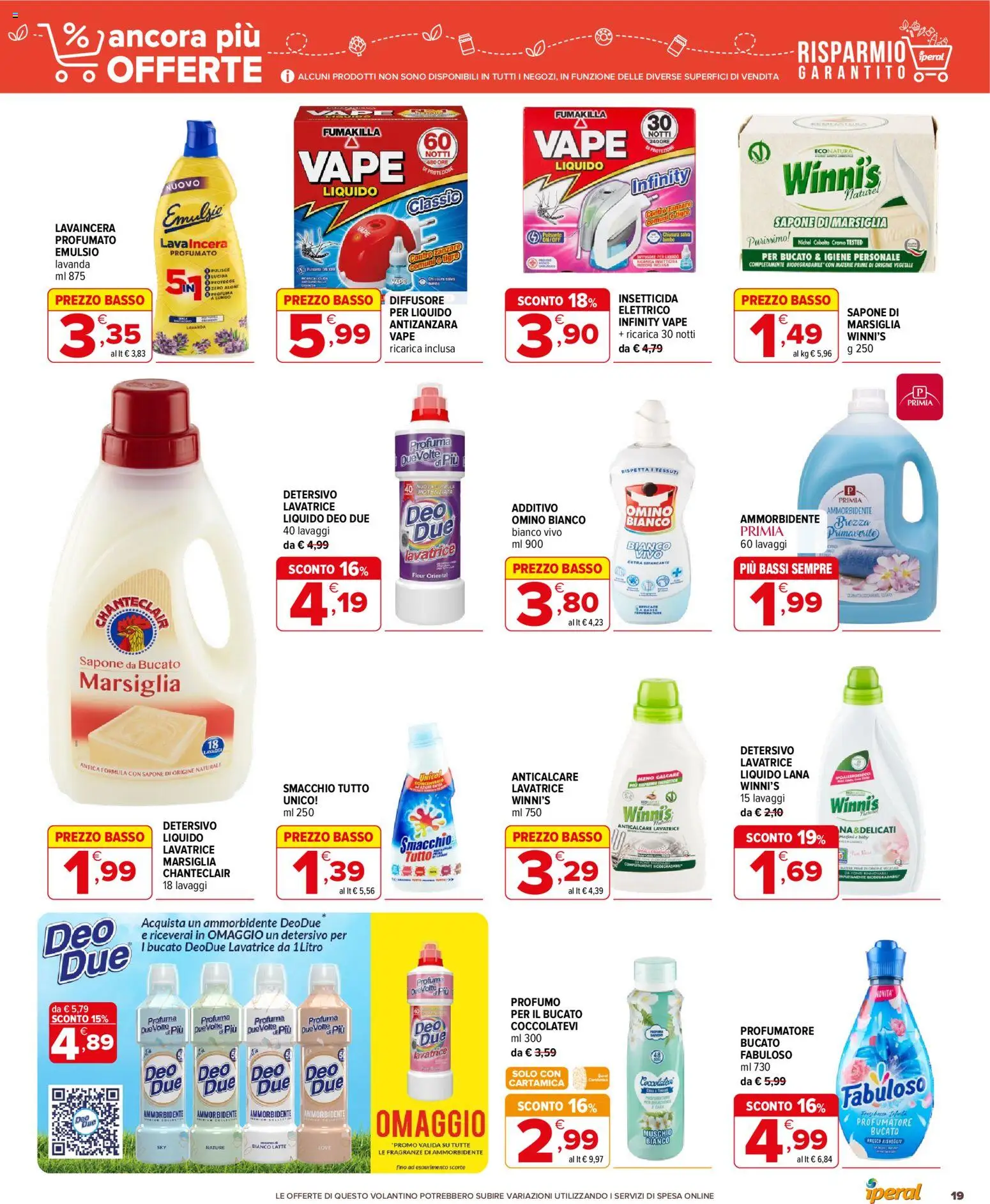 Volantino Iperal del 17.06.2026 | Pagina: 19 | Prodotti: Sapone di marsiglia, Anticalcare, Latte, Lavatrice