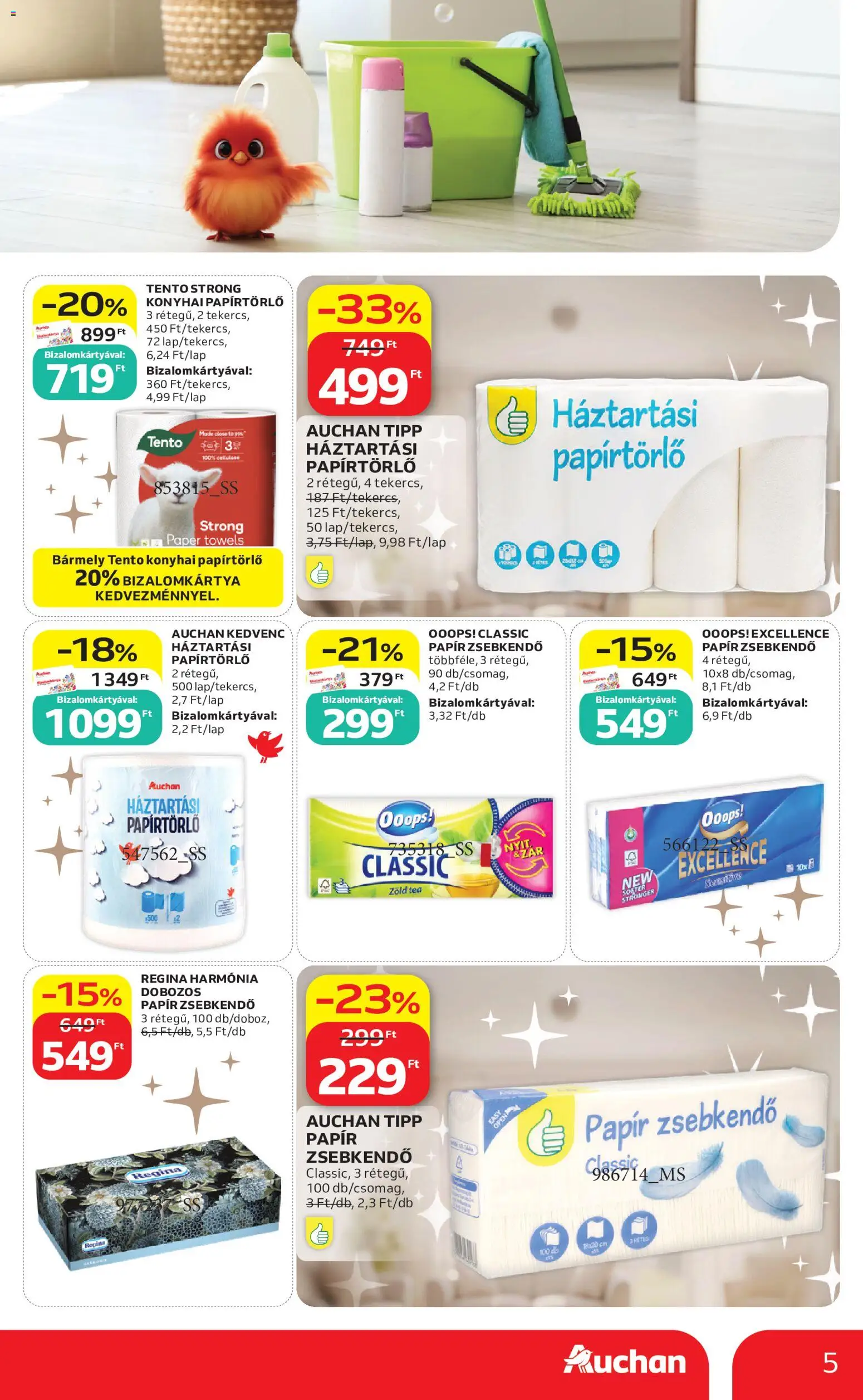Auchan akciós ujság - amely érvényes a következő dátumtól: 04.06.2026 | Oldal: 5 | Termékek: Papírtörlő, Zöld tea, Tea