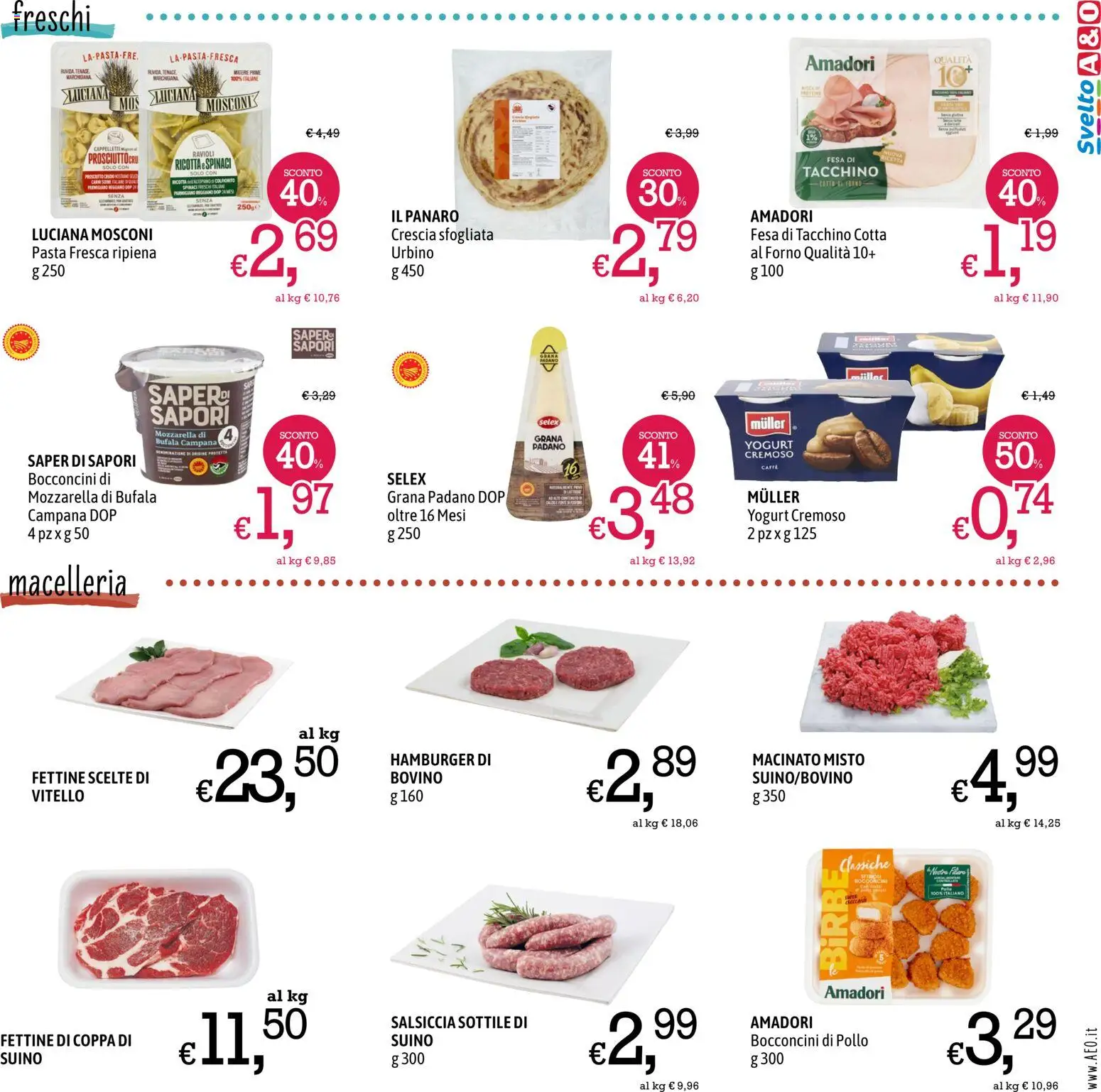 Volantino A&O del 30/07/2026 | Pagina: 3 | Prodotti: Bovino, Mozzarella di bufala, Grana Padano, Ricotta