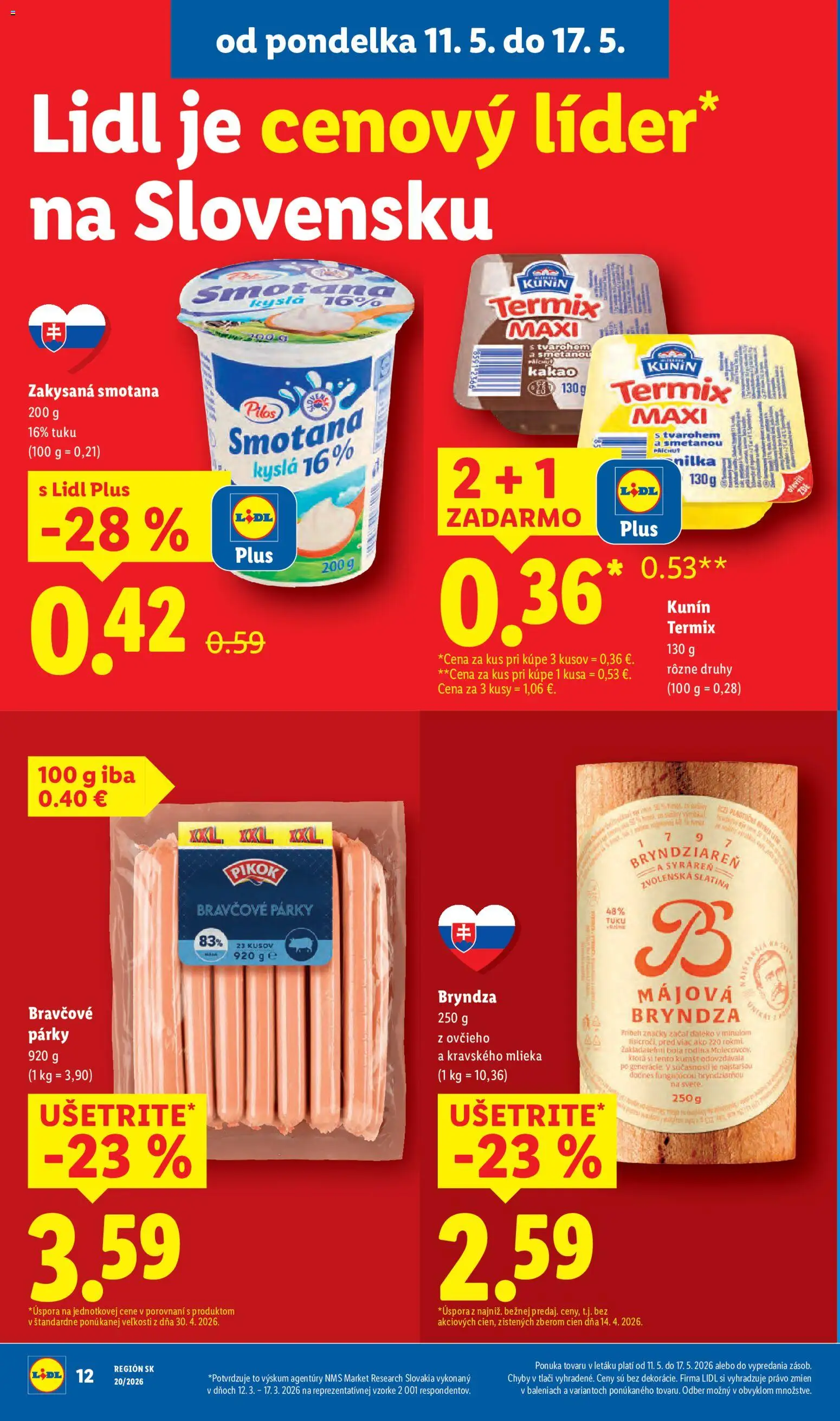 Nové Lidl akcie – leták je platný od 11.05.2026 | Strana: 16 | Produkty: Bryndza, Milka, Párky, Kakao