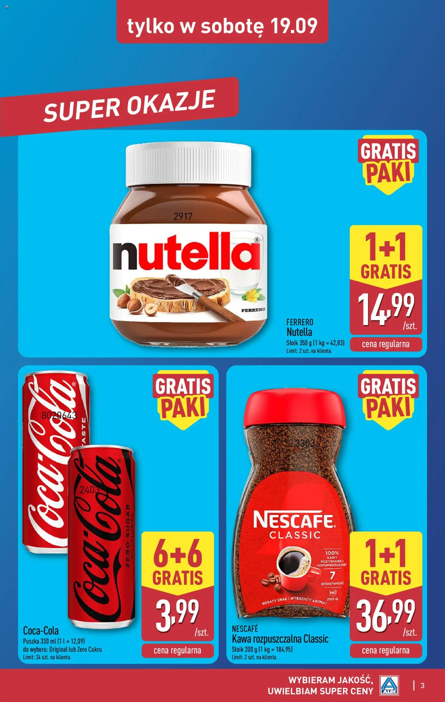 Aldi Polsko leták - Oferta weekendowa od 17.09.2026 | Strana: 3 | Produkty: Nescafé, Nutella