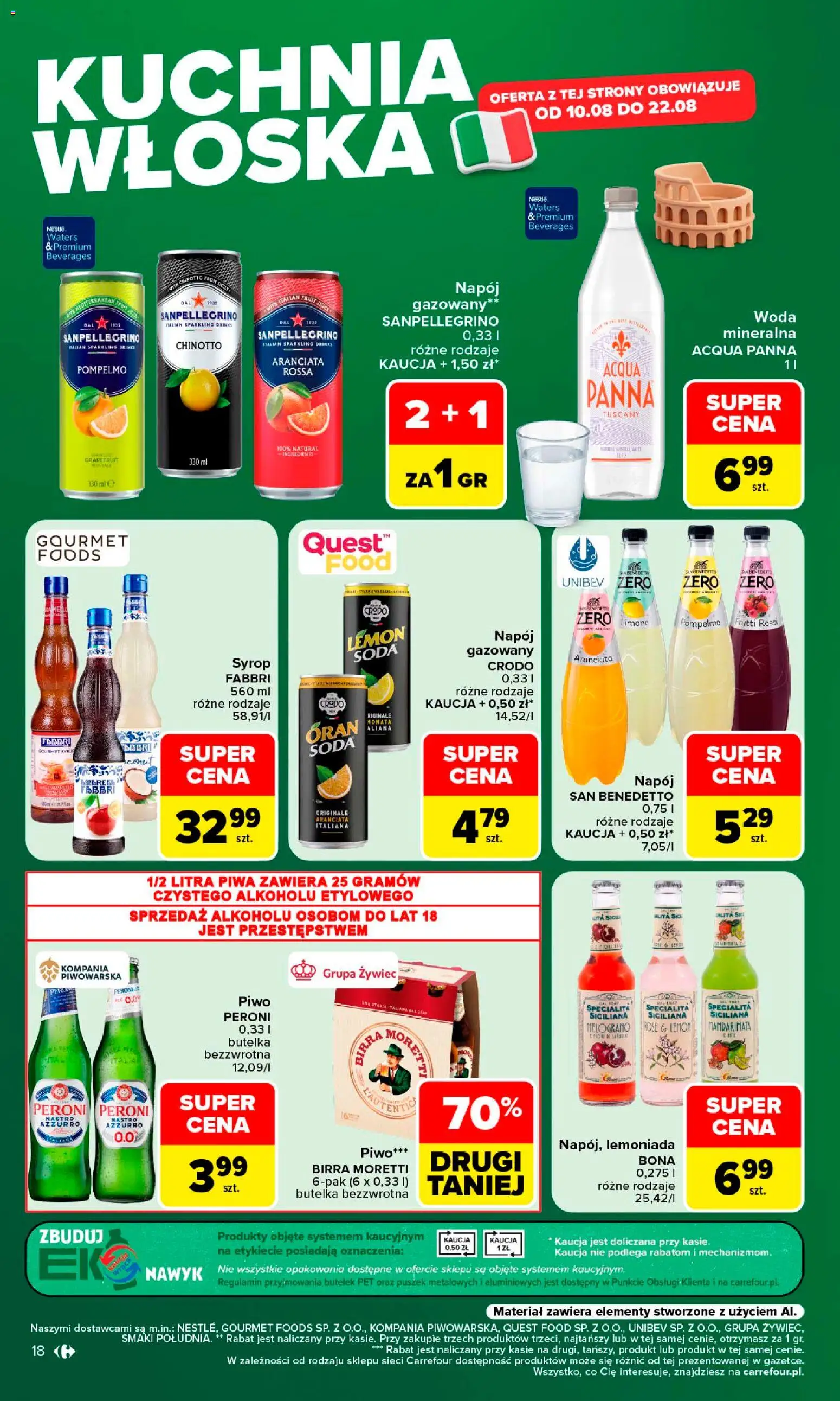 Carrefour gazetka od 10.08.2026 | Strona: 20 | Produkty: Syrop, Lemoniada, Piwo, Woda