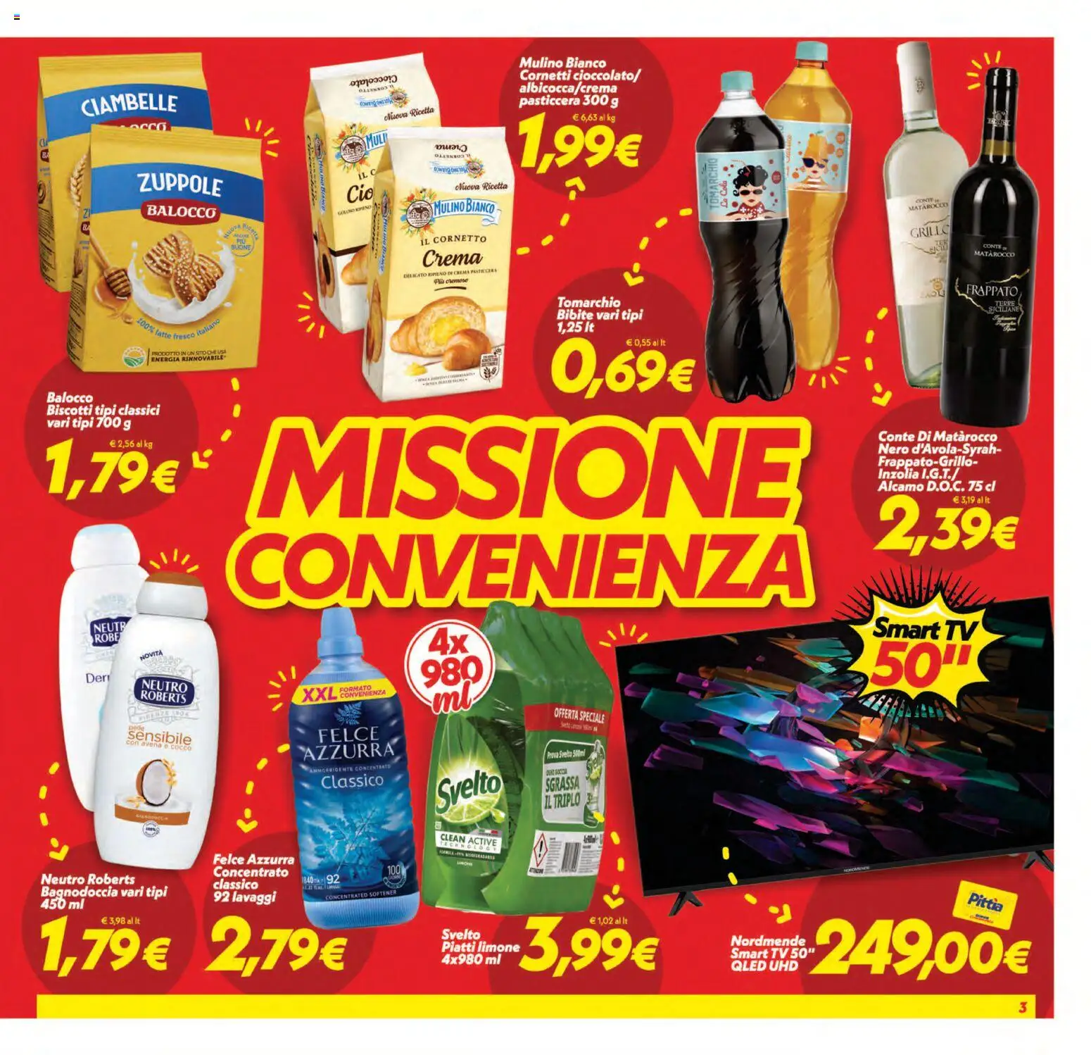 Volantino SuperConveniente del 01/09/2026 | Pagina: 3 | Prodotti: Cornetto, Biscotti, Latte, Bibite