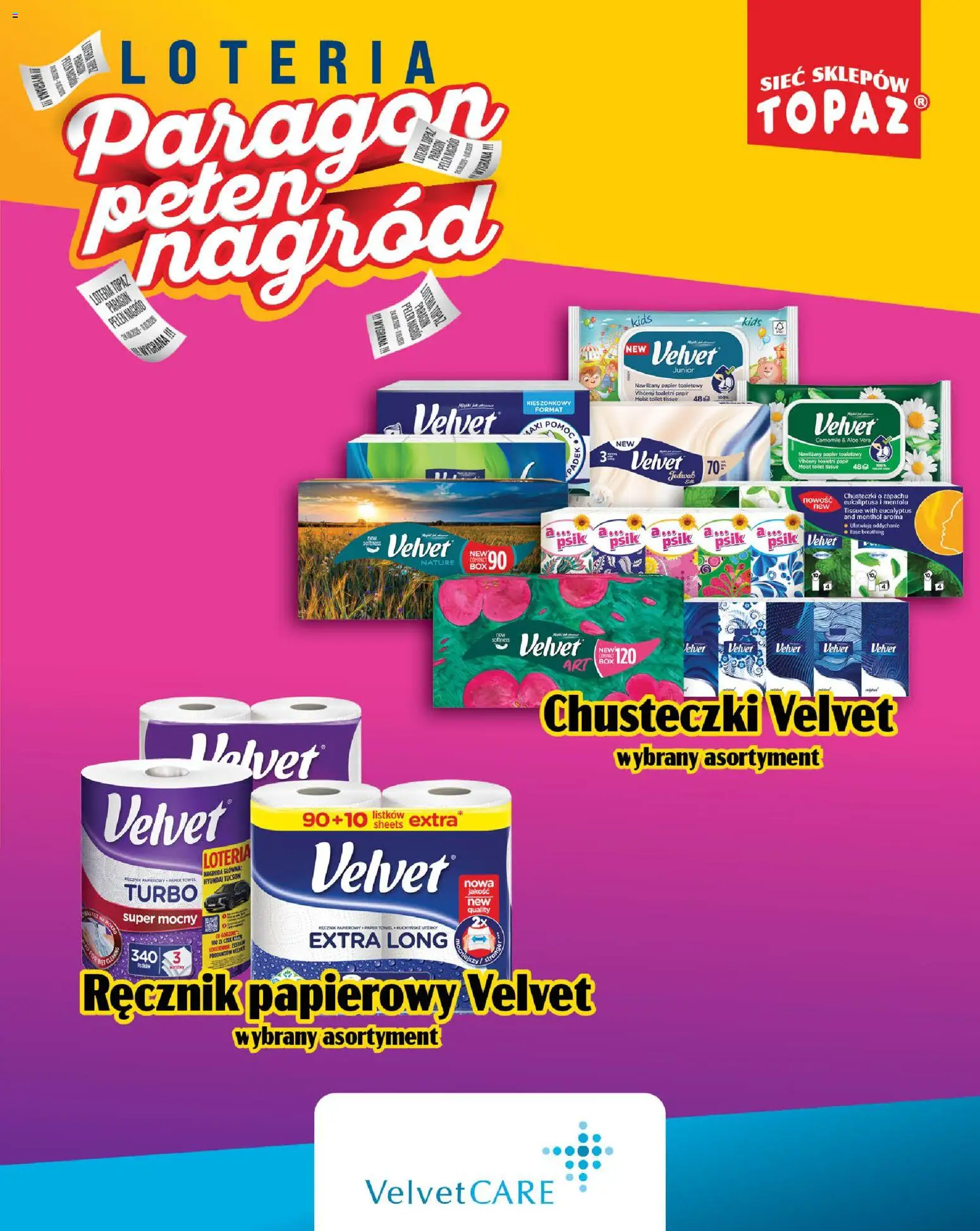 Topaz gazetka - Loteria Paragonowa od 24.08.2026 | Strona: 103 | Produkty: Chusteczki, Papier toaletowy, Ręcznik papierowy