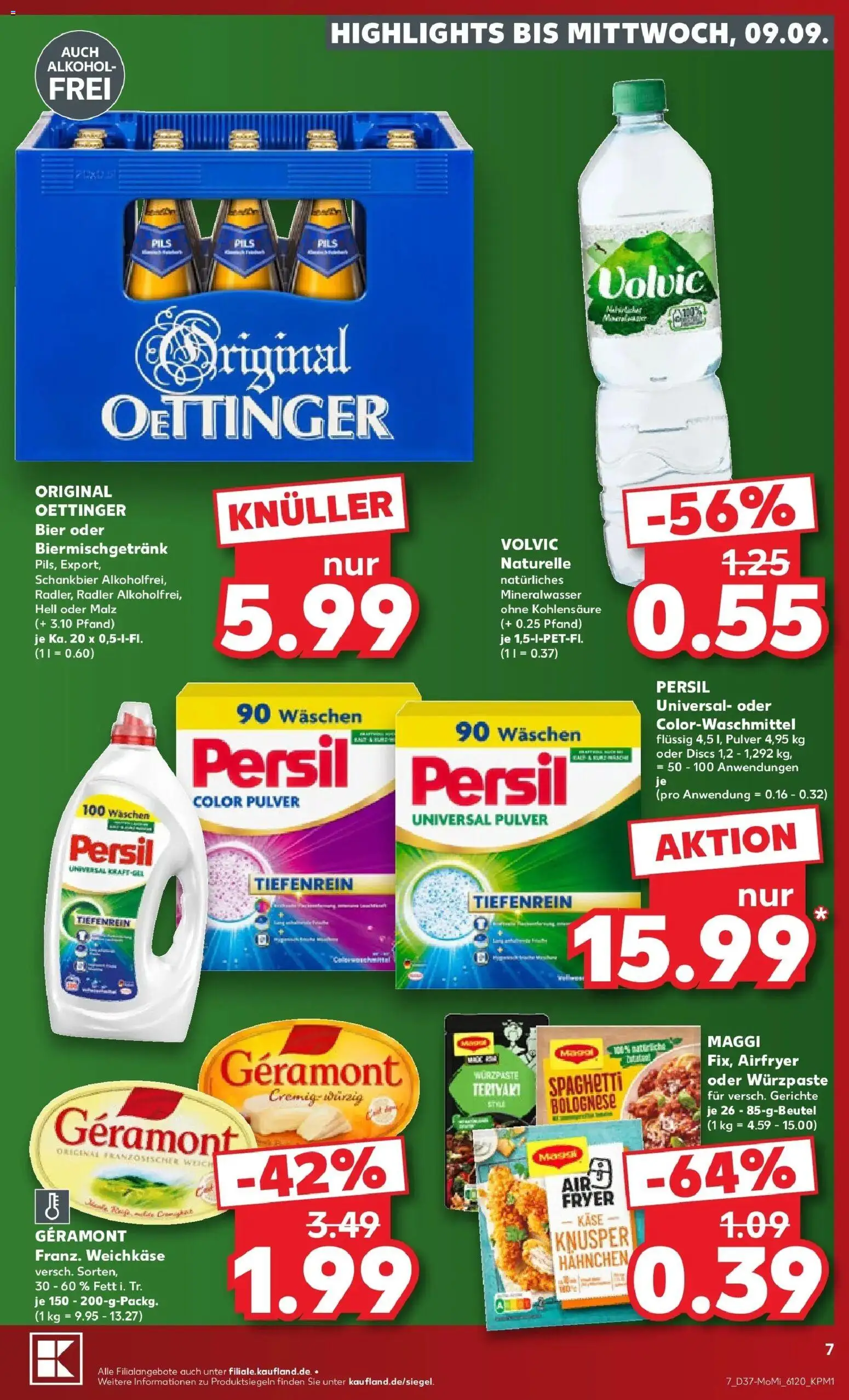 Prospekt Kaufland ab 07.09.2026 » Angebote Online zum Blättern | Seite: 7 | Produkte: Hahnchen, Käse, Bier, Volvic