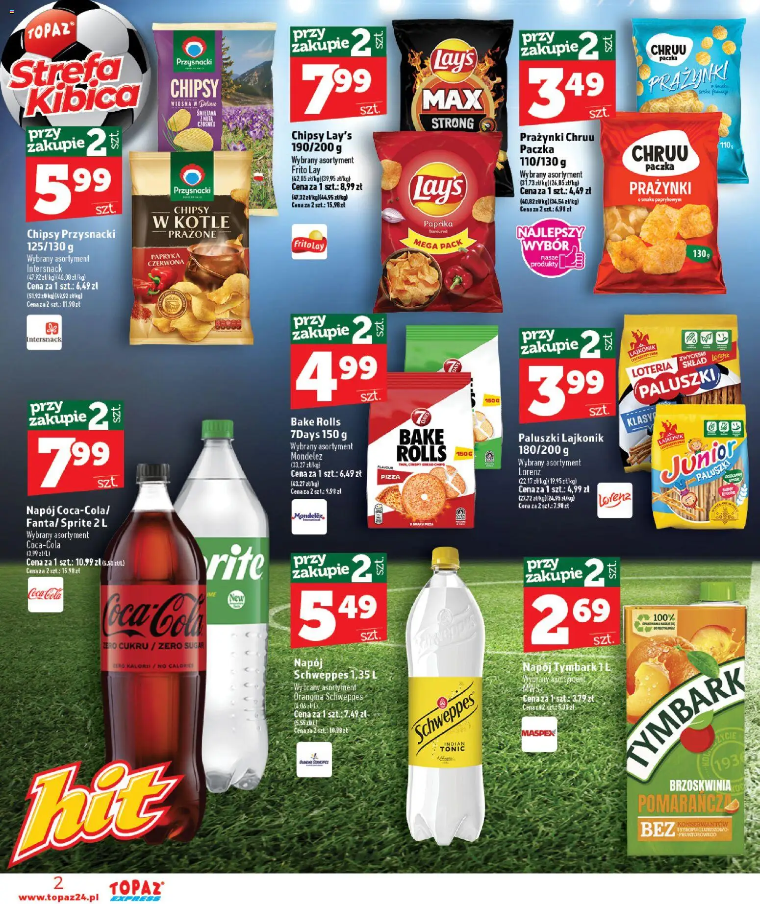Topaz gazetka - Express od 25.06.2026 | Strona: 2 | Produkty: Brzoskwinia, Coca cola, Paluszki, Papryka czerwona