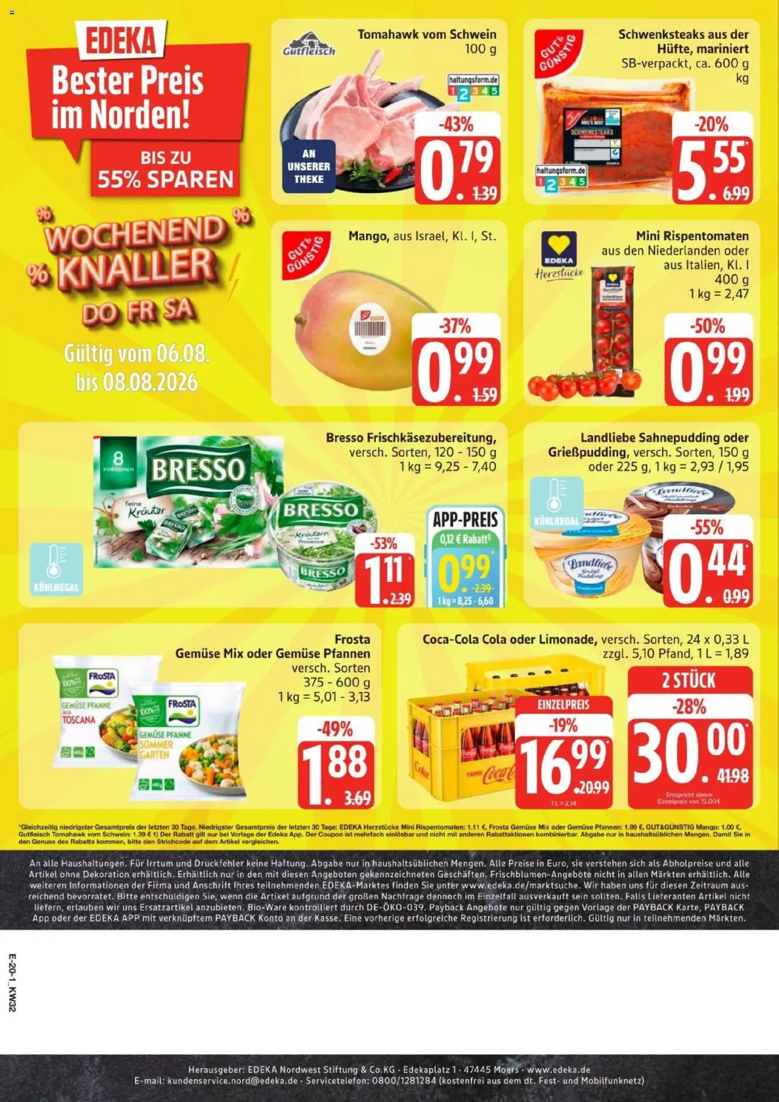 Edeka Prospekt Hamburg – gültig ab 03.08.2026 | Seite: 25 | Produkte: Cola, Bresso, Gemüse, Mango