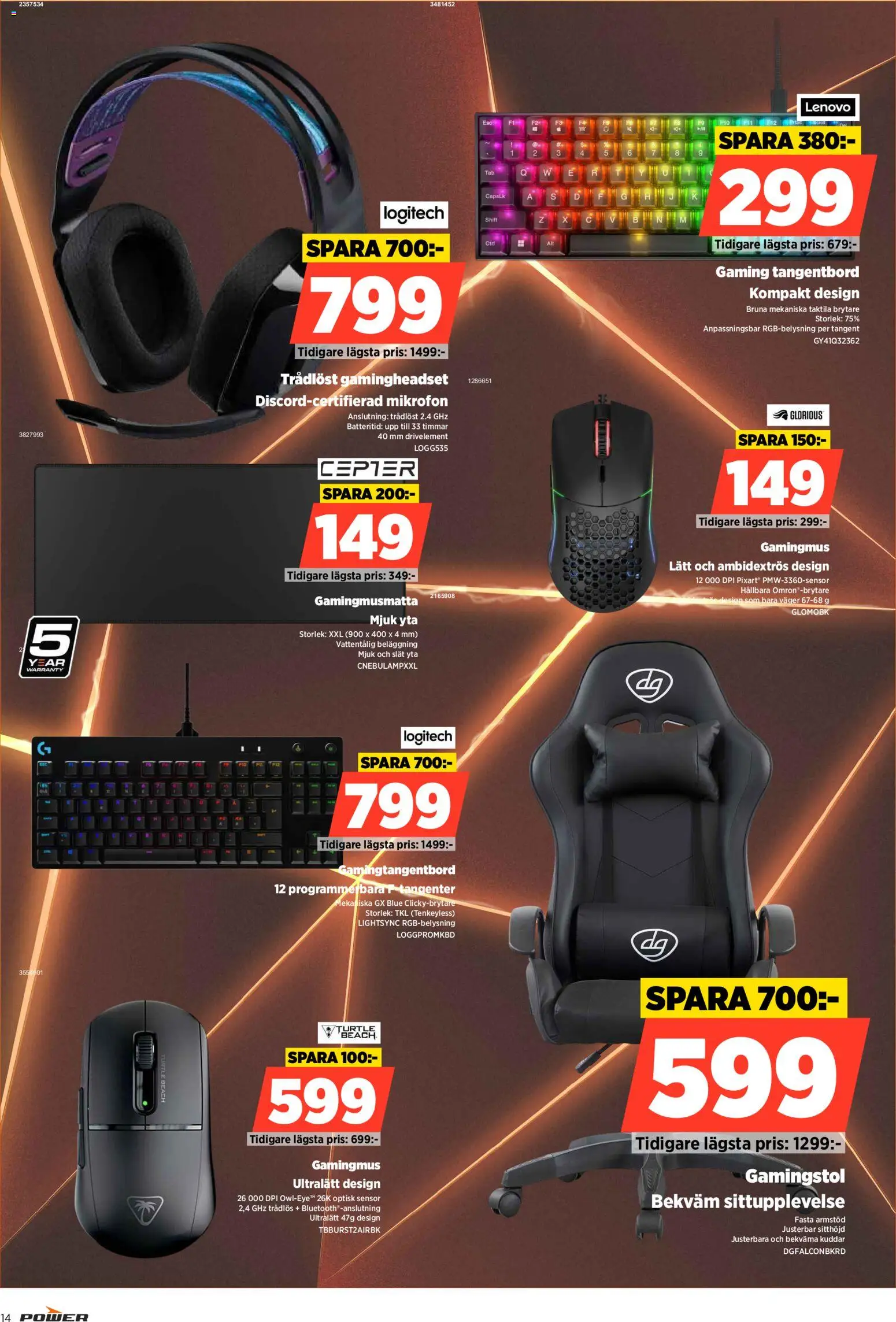 Power reklamblad aktuell från 15/10/2026 | Sida: 14 | Produkter: Gamingstol, Tangentbord, Mikrofon