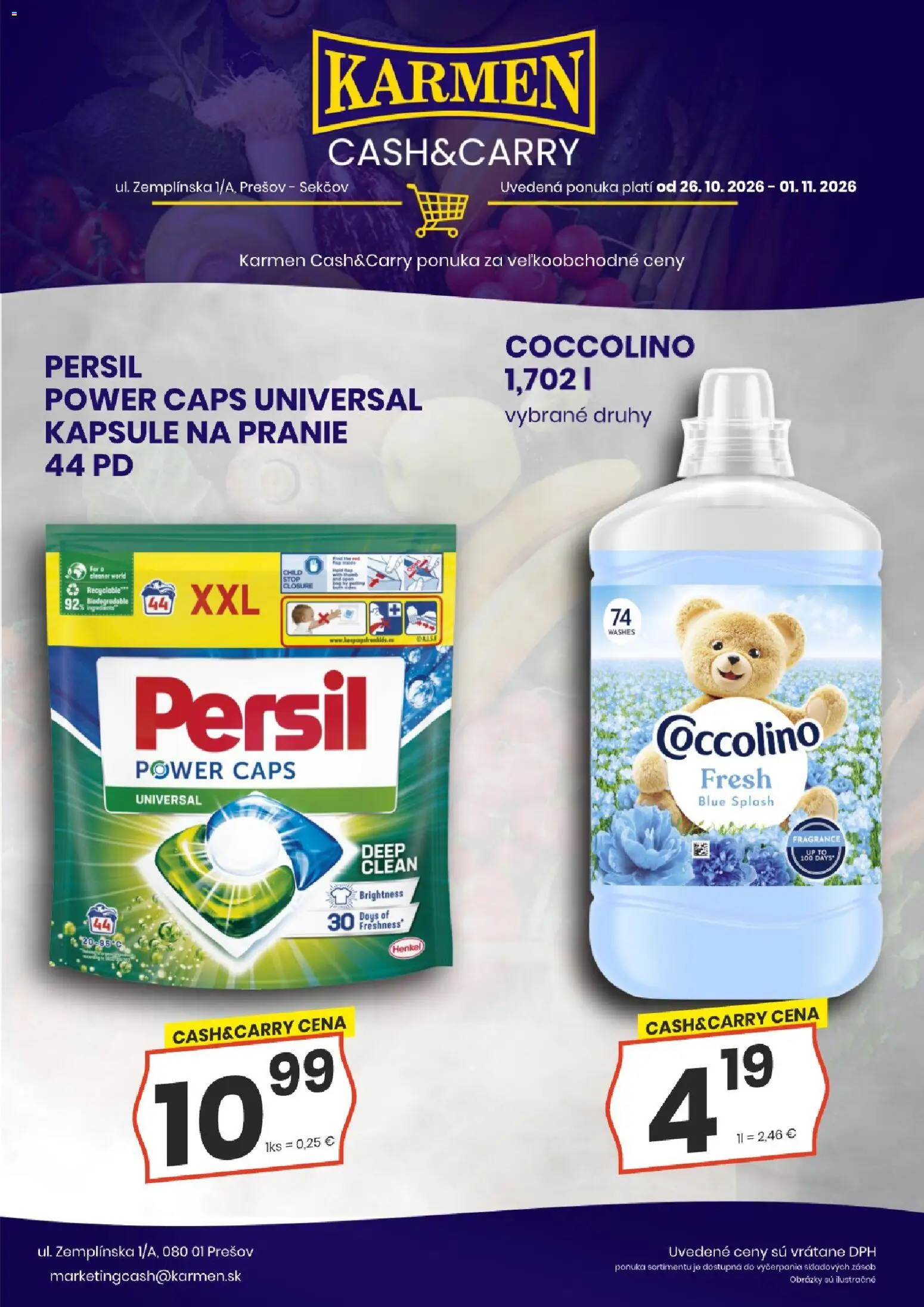 Nové KARMEN CBA akcie – leták je platný od 26.10.2026 | Strana: 6 | Produkty: Persil, Kapsule, Kapsule na pranie, Coccolino