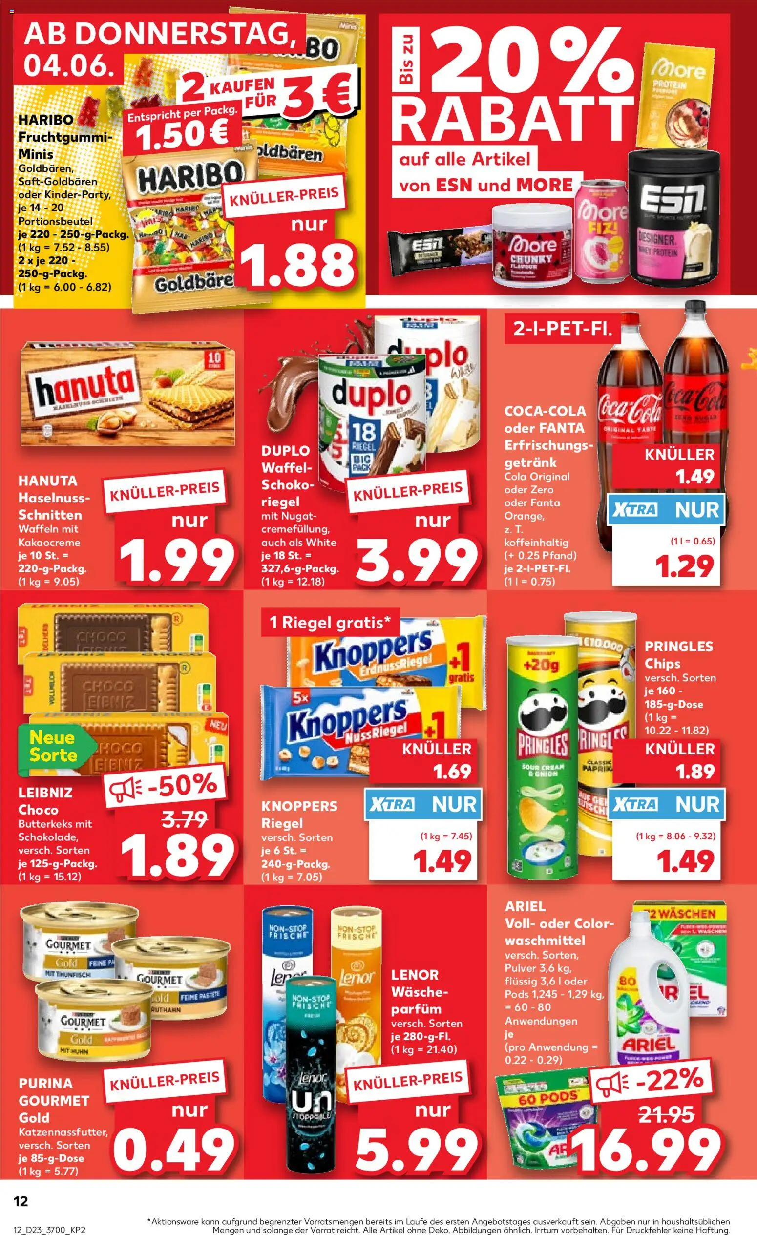 Kaufland Prospekt Rostock – gültig ab 04.06.2026 | Seite: 12 | Produkte: Ariel, Paprika, Knoppers, Pringles