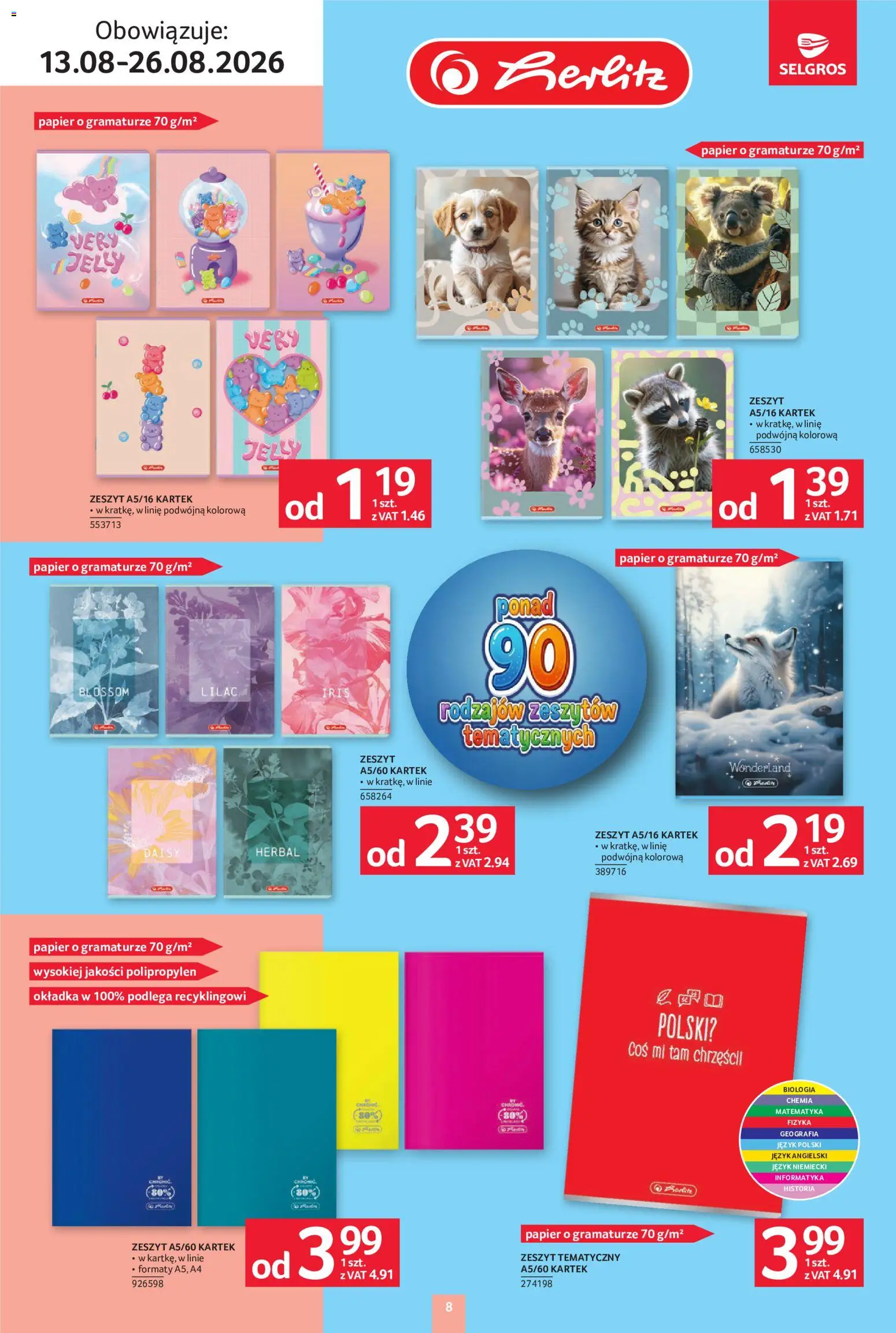 Selgros cash&carry gazetka - Szkola od 13.08.2026 | Strona: 8 | Produkty: Zeszyt