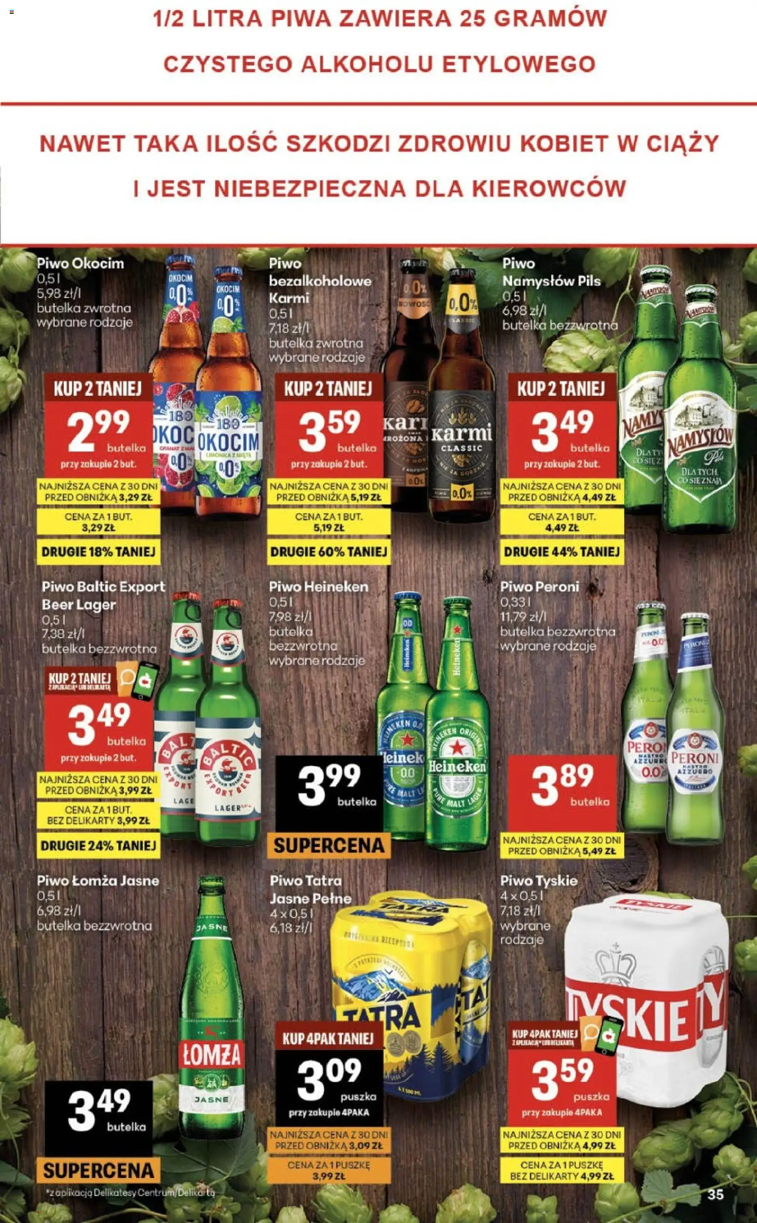 Delikatesy Centrum gazetka - Sklepy Własne od 23.07.2026 | Strona: 35 | Produkty: Delikatesy, Tyskie, Piwo, Heineken